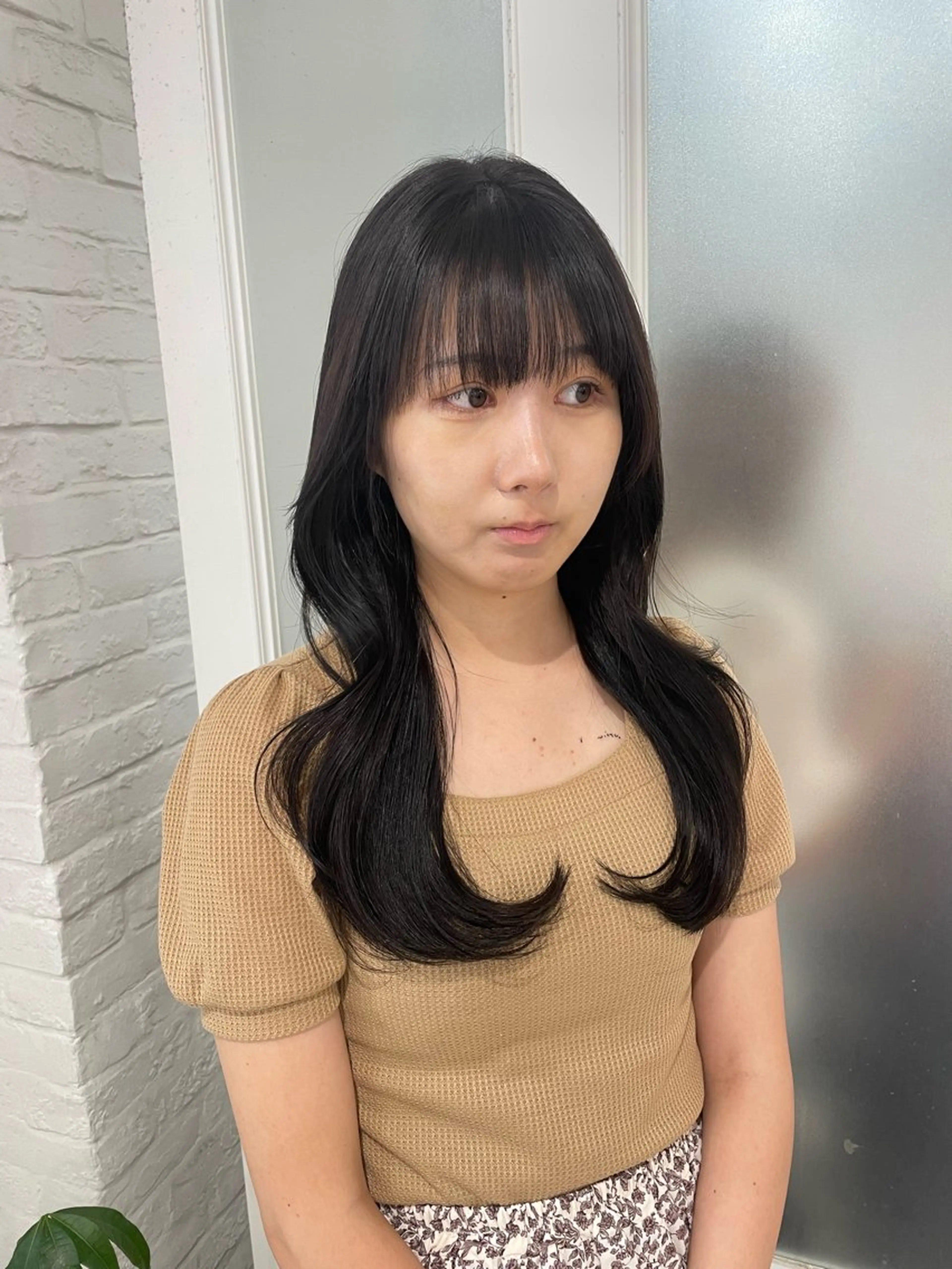 ロング 顔まわりレイヤー 姫カット 韓国風ヘア レイヤーカット ロング nuu 栄所属・🧸SAKI🎀 韓国レイヤーのヘアスタイル