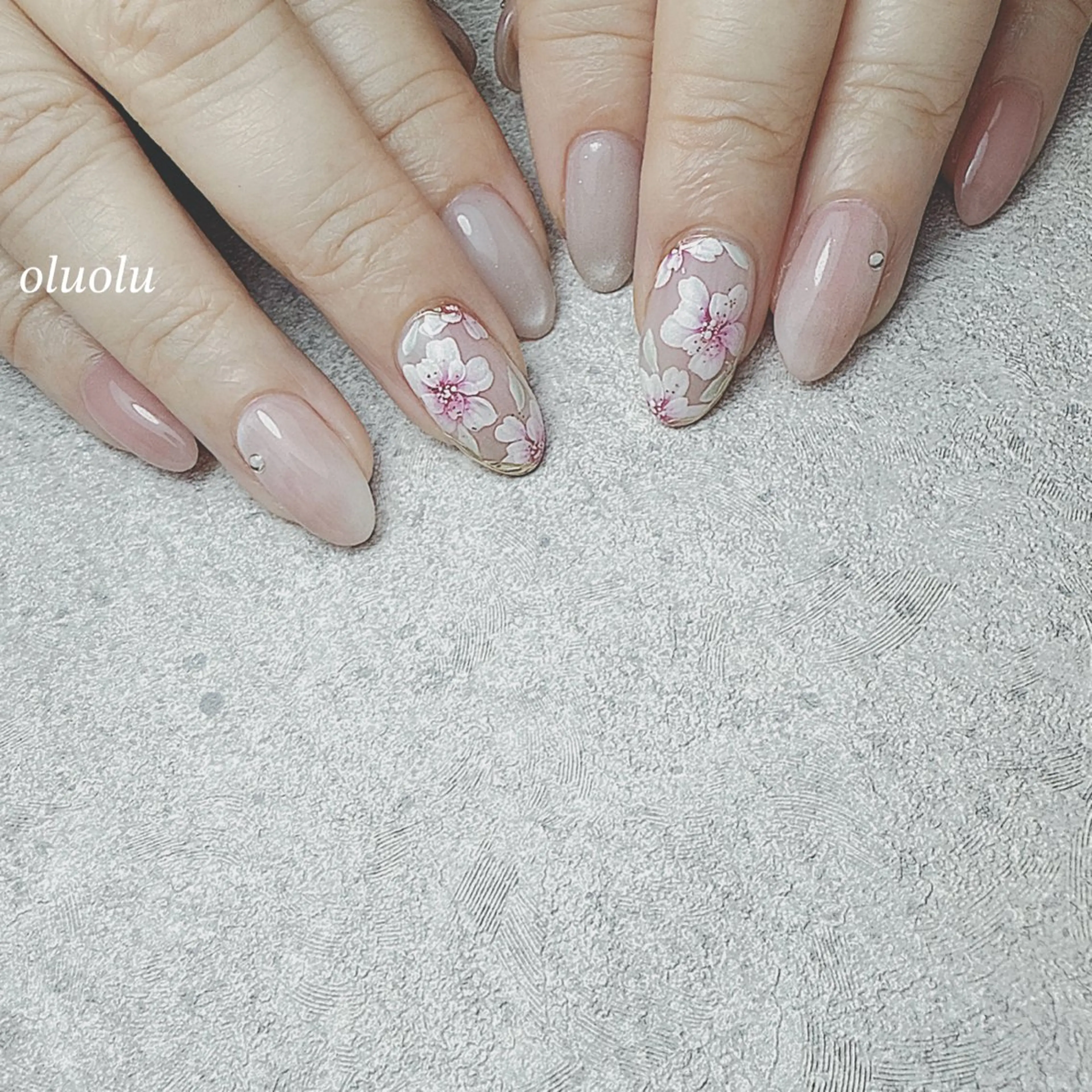ネイル アートネイル 入学式 フラワーネイル マグネットネイル ピンク ハンドネイル 大村 紬華のネイルデザイン