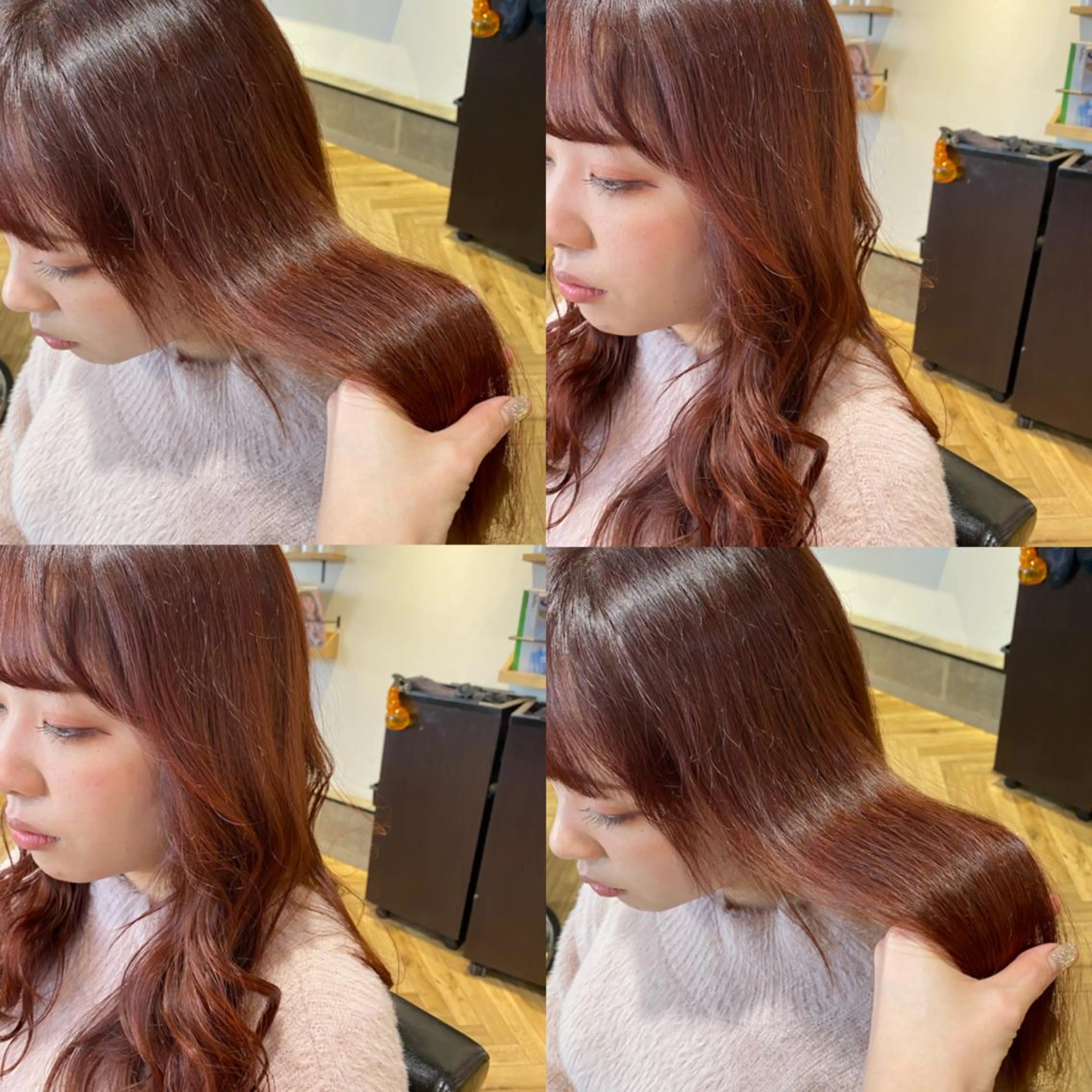 ロング カラー ブリーチ ブリーチなしカラー レッドカラー 艶カラー/韓国顔周り 🎀mamiのヘアスタイル