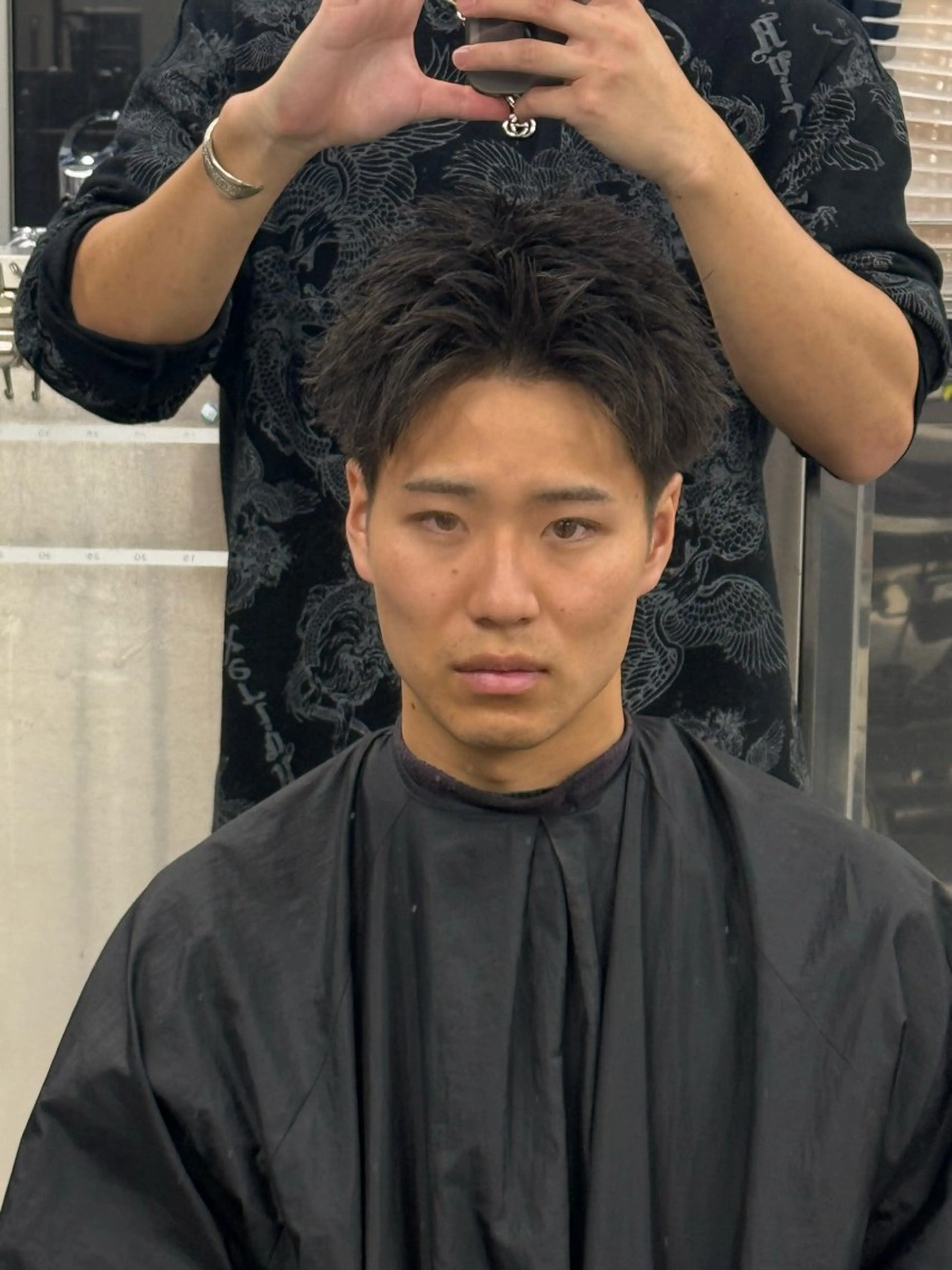 メンズ シャドウ/波巻き 朝崎倭斗のヘアスタイル