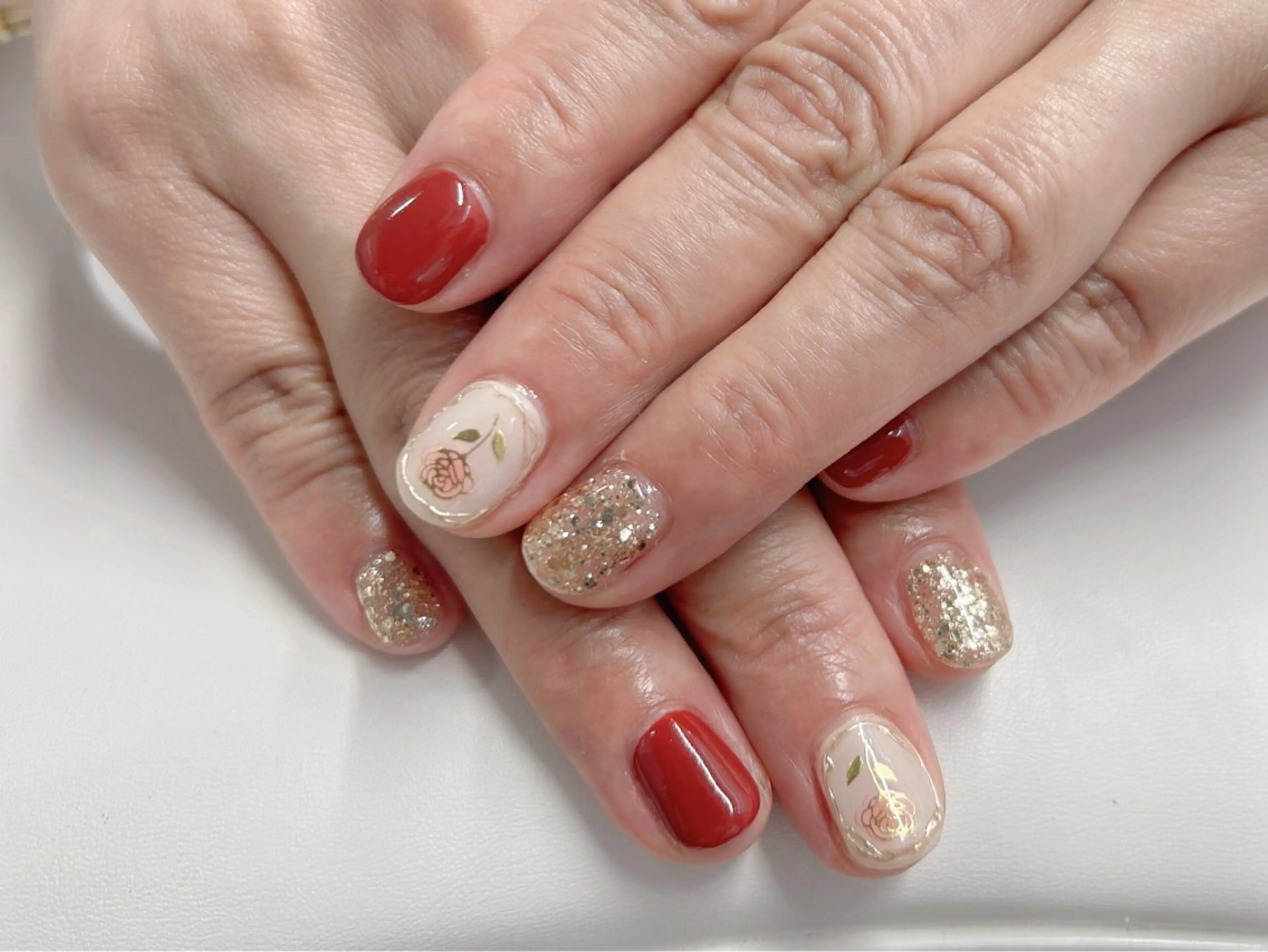 ネイル アートネイル 桜ネイル ミラーネイル 持ち込み ニュアンスネイル ハンドネイル Forca total studio所属・Forca Airaのネイルデザイン