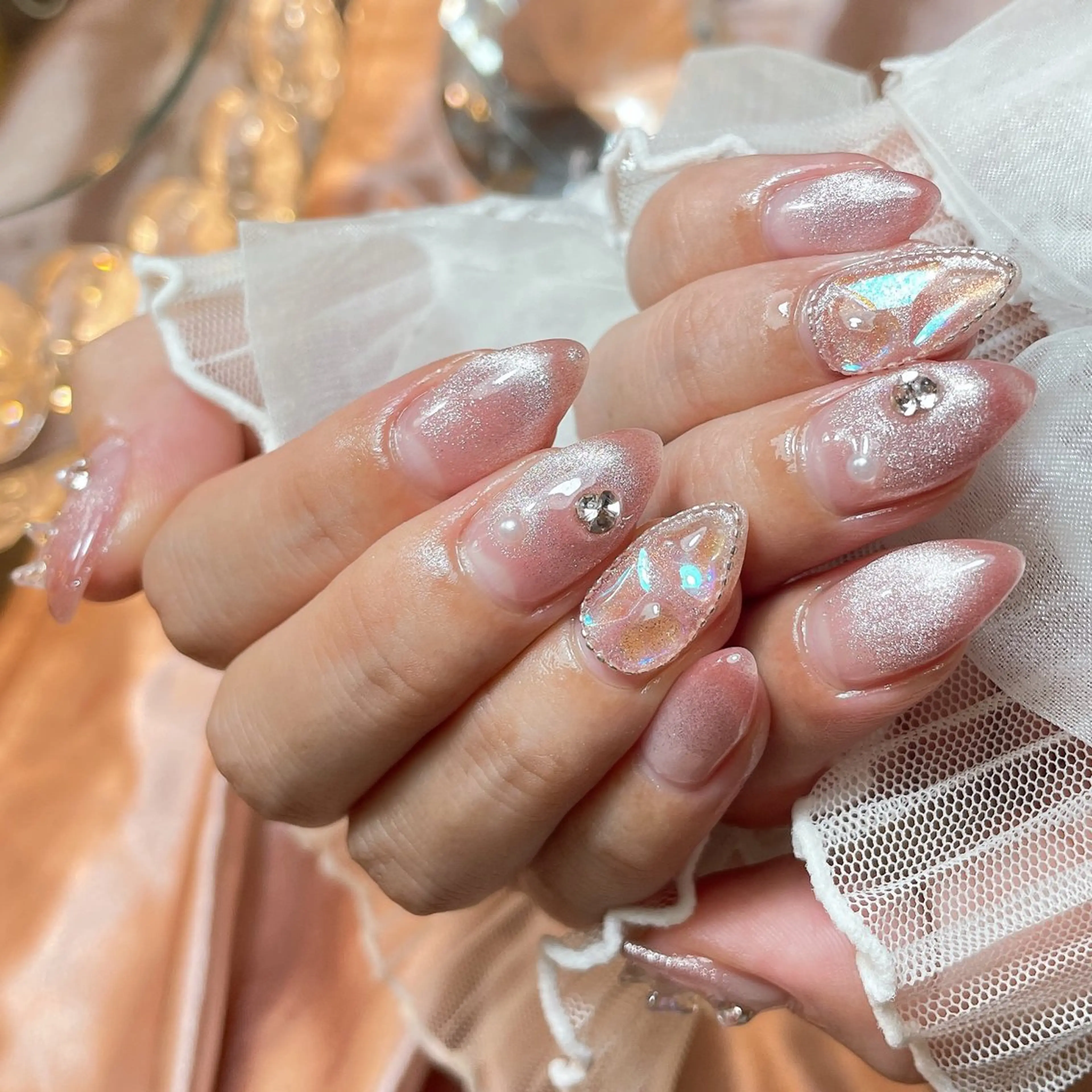 ネイル 23時まで❤︎韓国、 ワンホンネイルのネイルデザイン