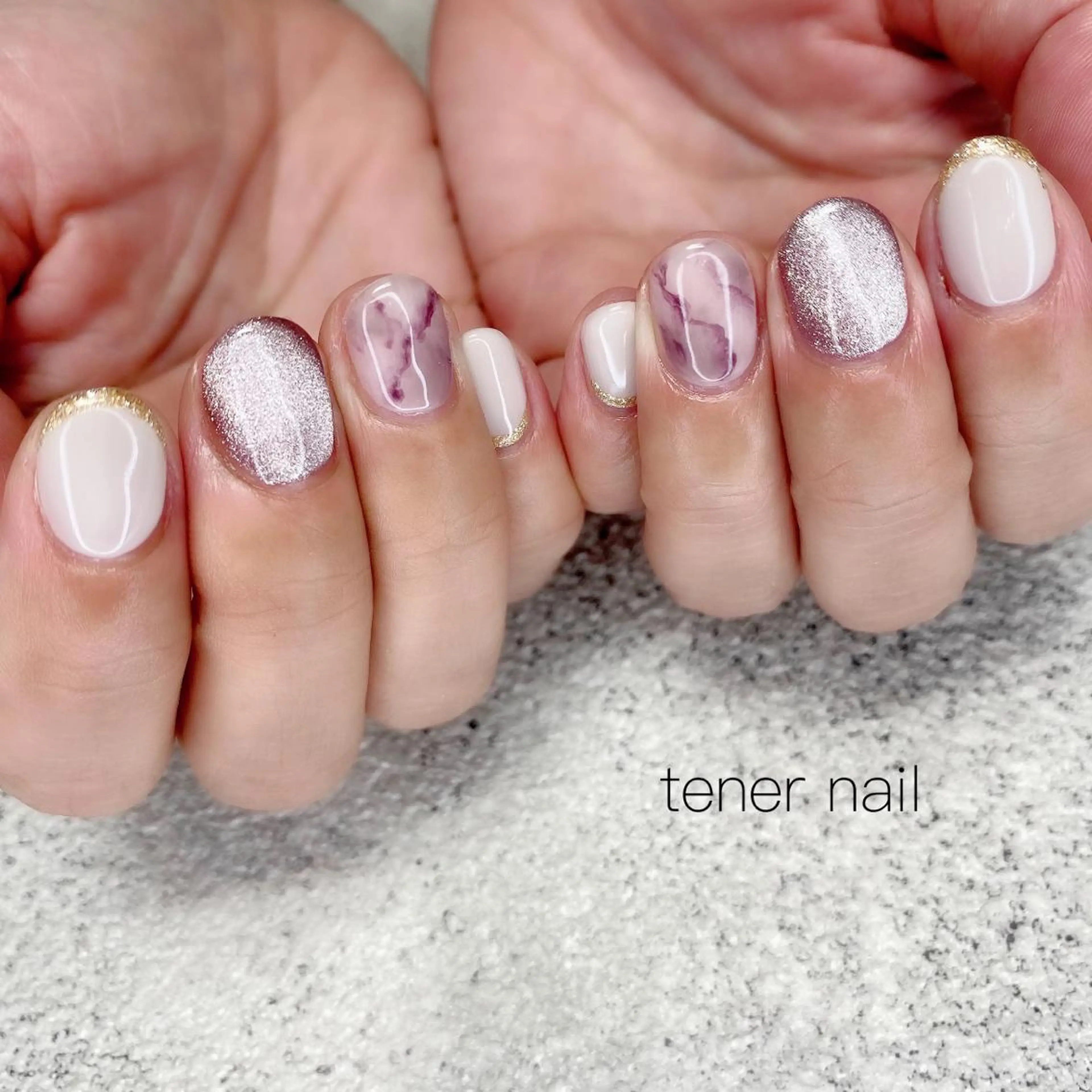 ネイル 大理石ネイル(マーブル) パープル tener  nail  テネルネイル所属・テネルネイル tener nailのネイルデザイン