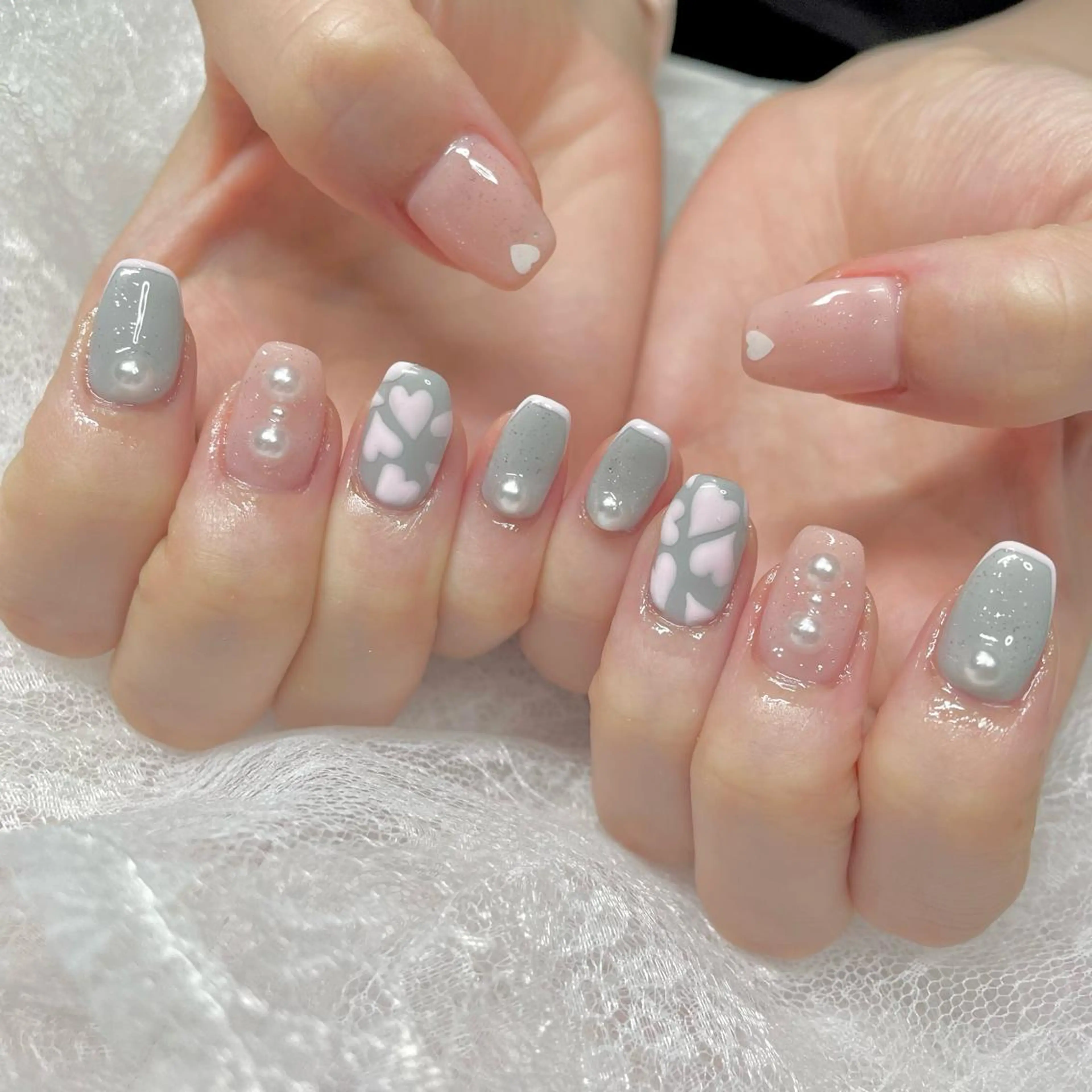 ネイル フレンチネイル ジェルネイル ハート パラジェル J terrace Nailのネイルデザイン