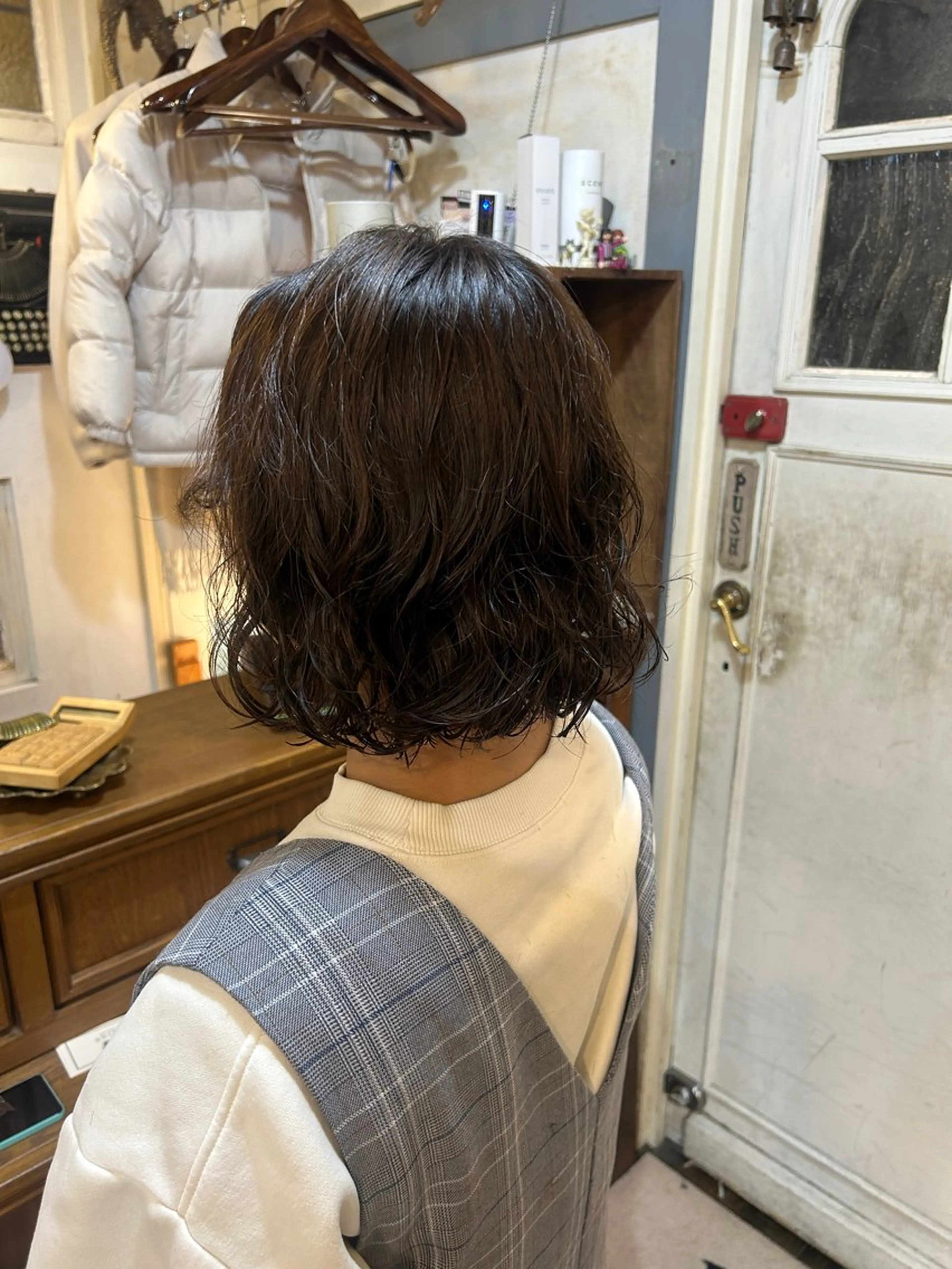 ショート カラー パーマ カット パーマ トリートメント 清水千優/パーマ/透 明感カラー/メンズのヘアスタイル