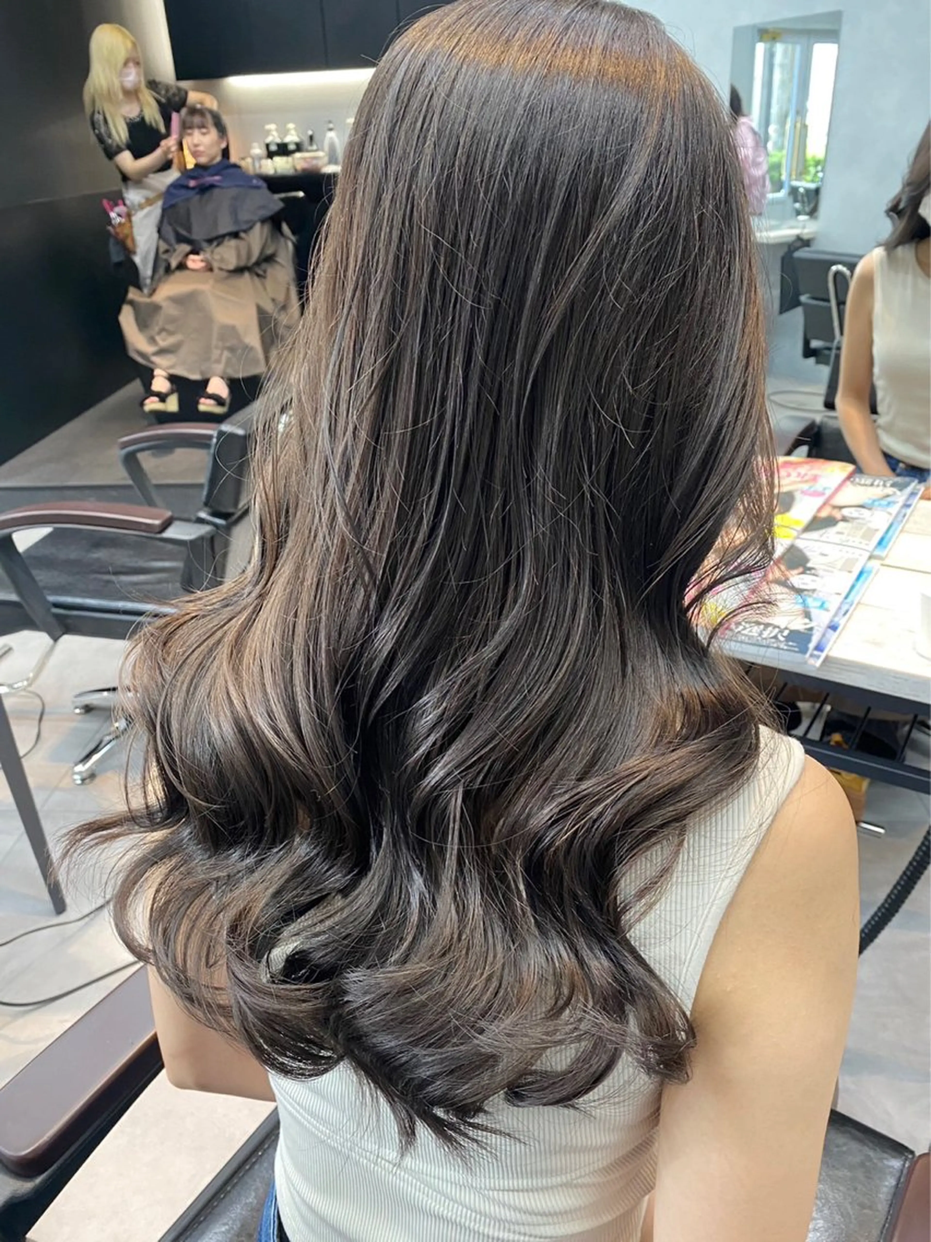 ロング カラー ヘアアレンジ グレージュ 韓国風ヘア カット ヘアカラー トリートメント ヘアセット TOPSTYLIST 🇬🇧JIMMYのヘアスタイル