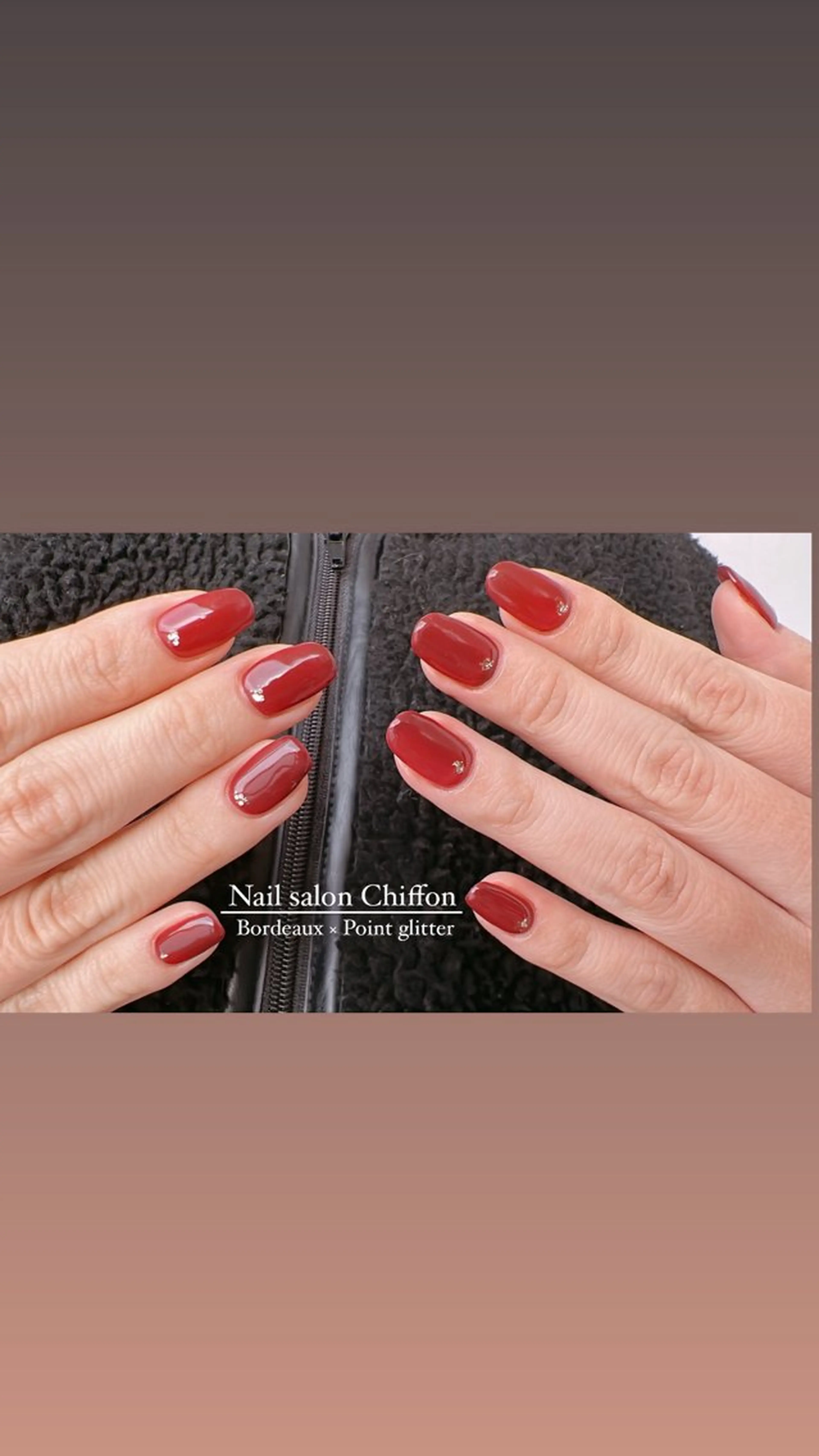 ネイル ボルドー ラメ(グリッター) ワンカラーネイル Nail salon Chiffonのネイルデザイン
