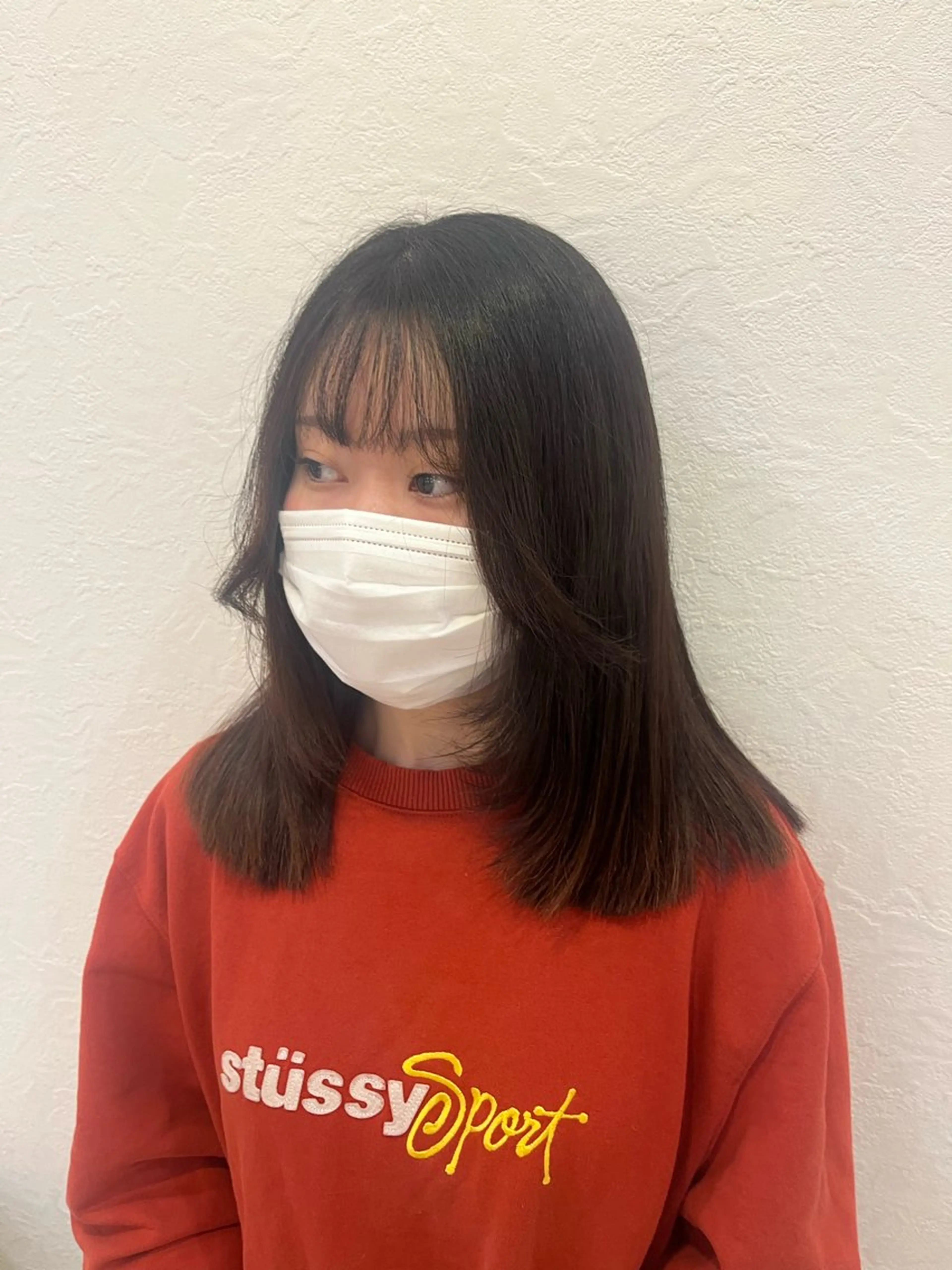 ミディアム 顔まわりレイヤー 顔周りカット レイヤーカット Emma ecole所属・Emma ecole /栄/RIOのヘアスタイル