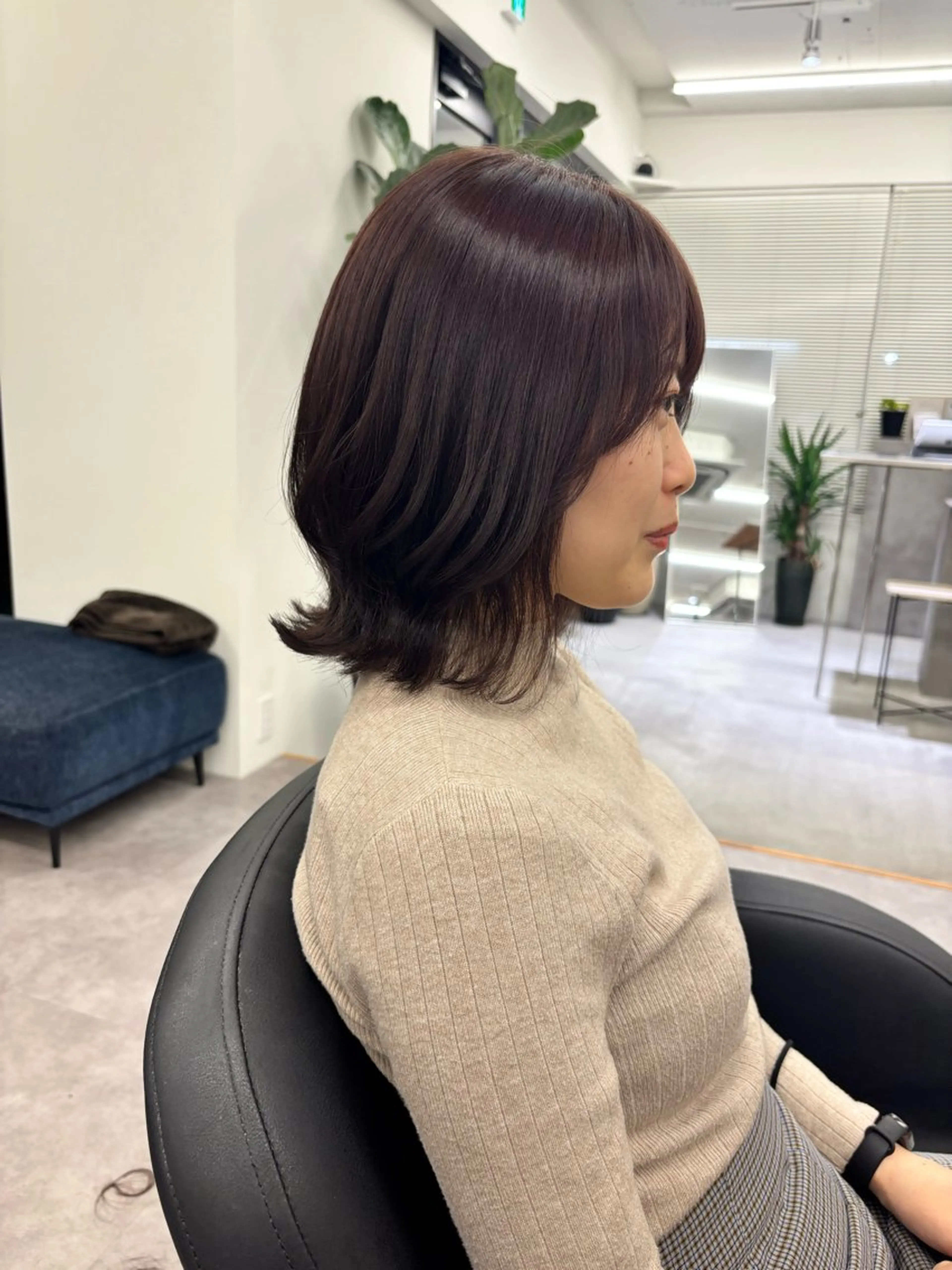 ミディアム ボブレイヤー ボブ くびれヘア レイヤーカット カット ヘアカラー トリートメント 鈴村祐也/ショート /縮毛矯正のヘアスタイル