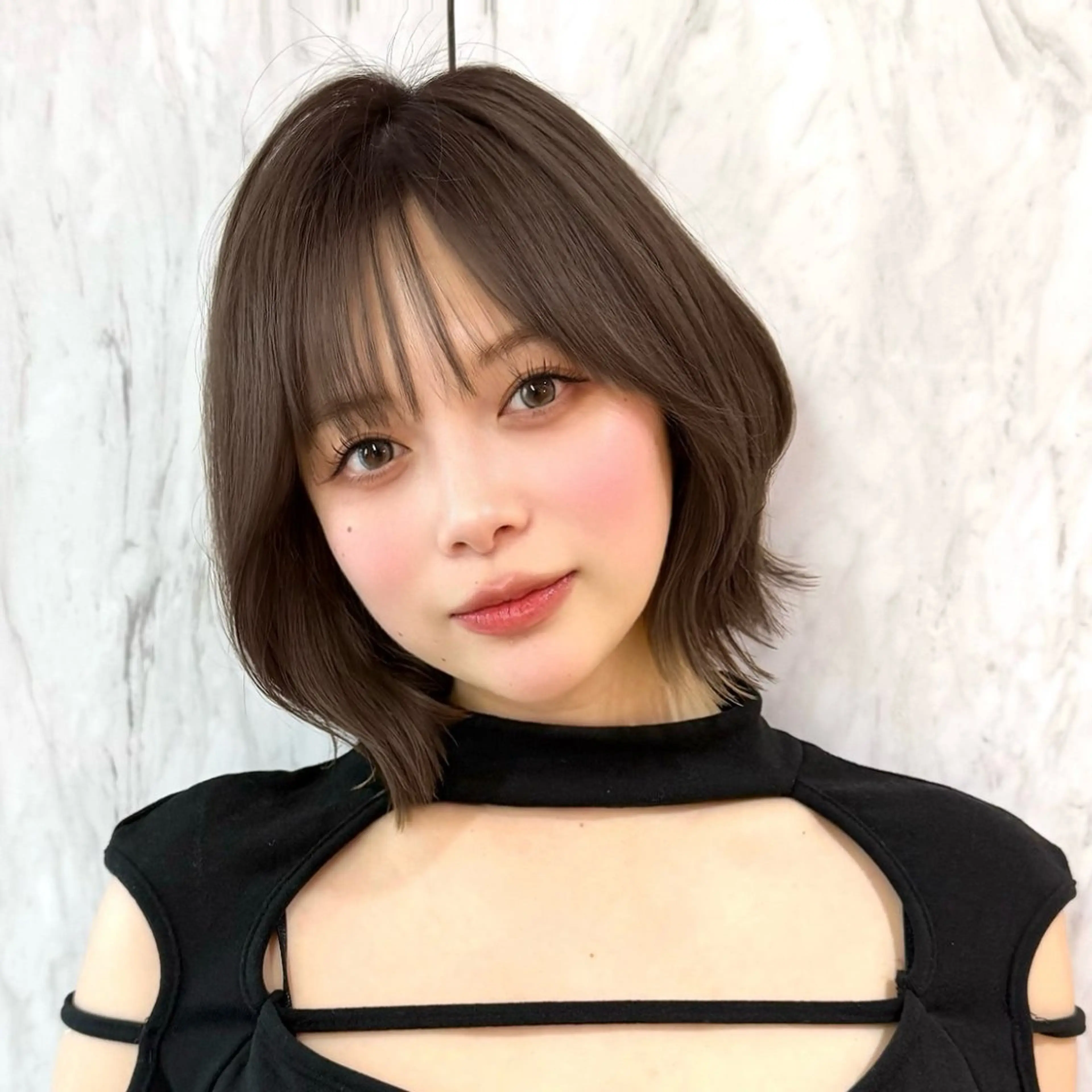 ミディアム カラー ヘアアレンジ ボブレイヤー 透明感カラー ボブ 韓国風ヘア レイヤーカット 韓国ボブ/髪質改善 /新宿/Rumiのヘアスタイル