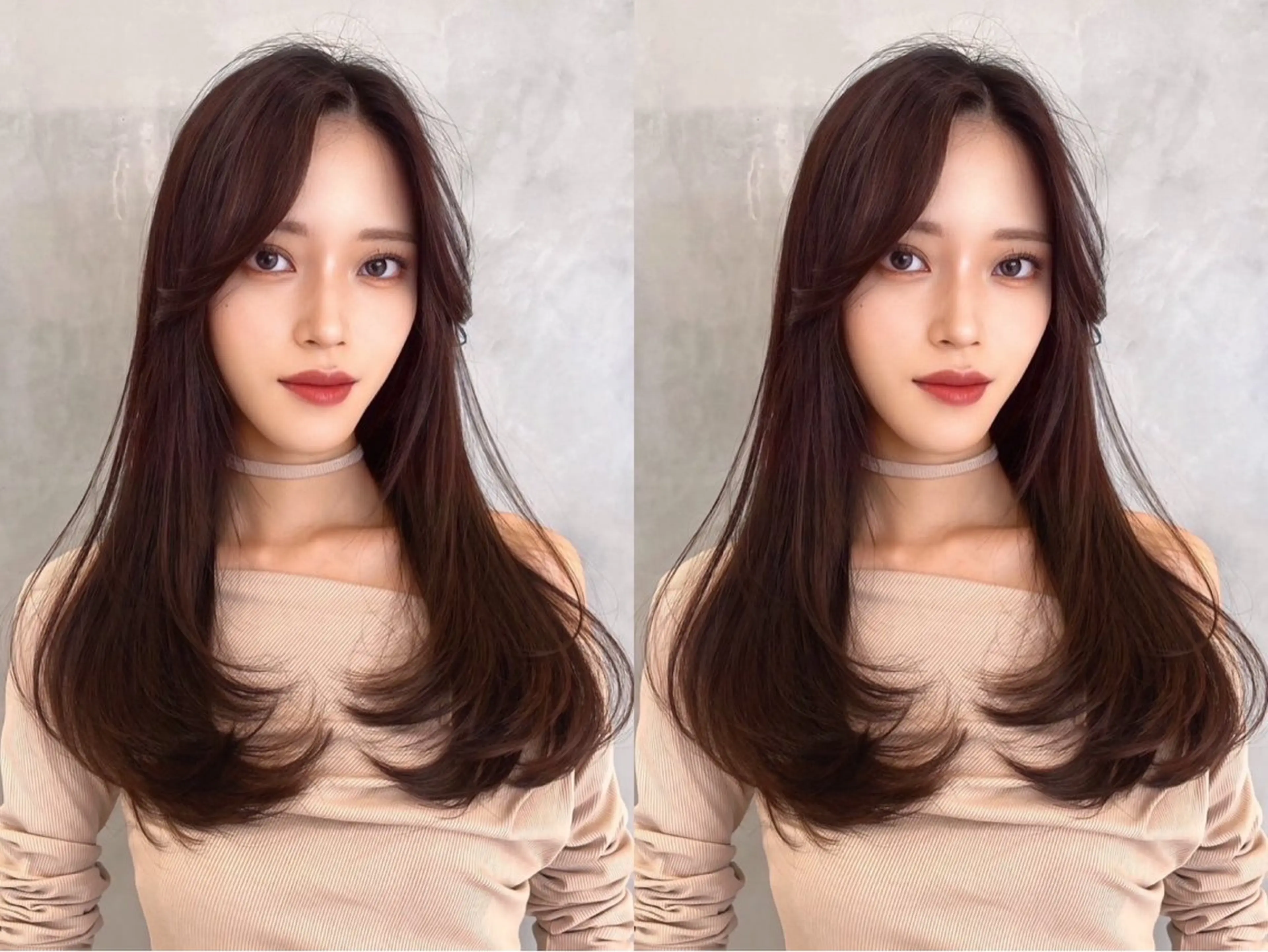 ロング カラー カット ヘアカラー トリートメント レイヤー\髪質改善 /透け感カラー/艶髪のヘアスタイル