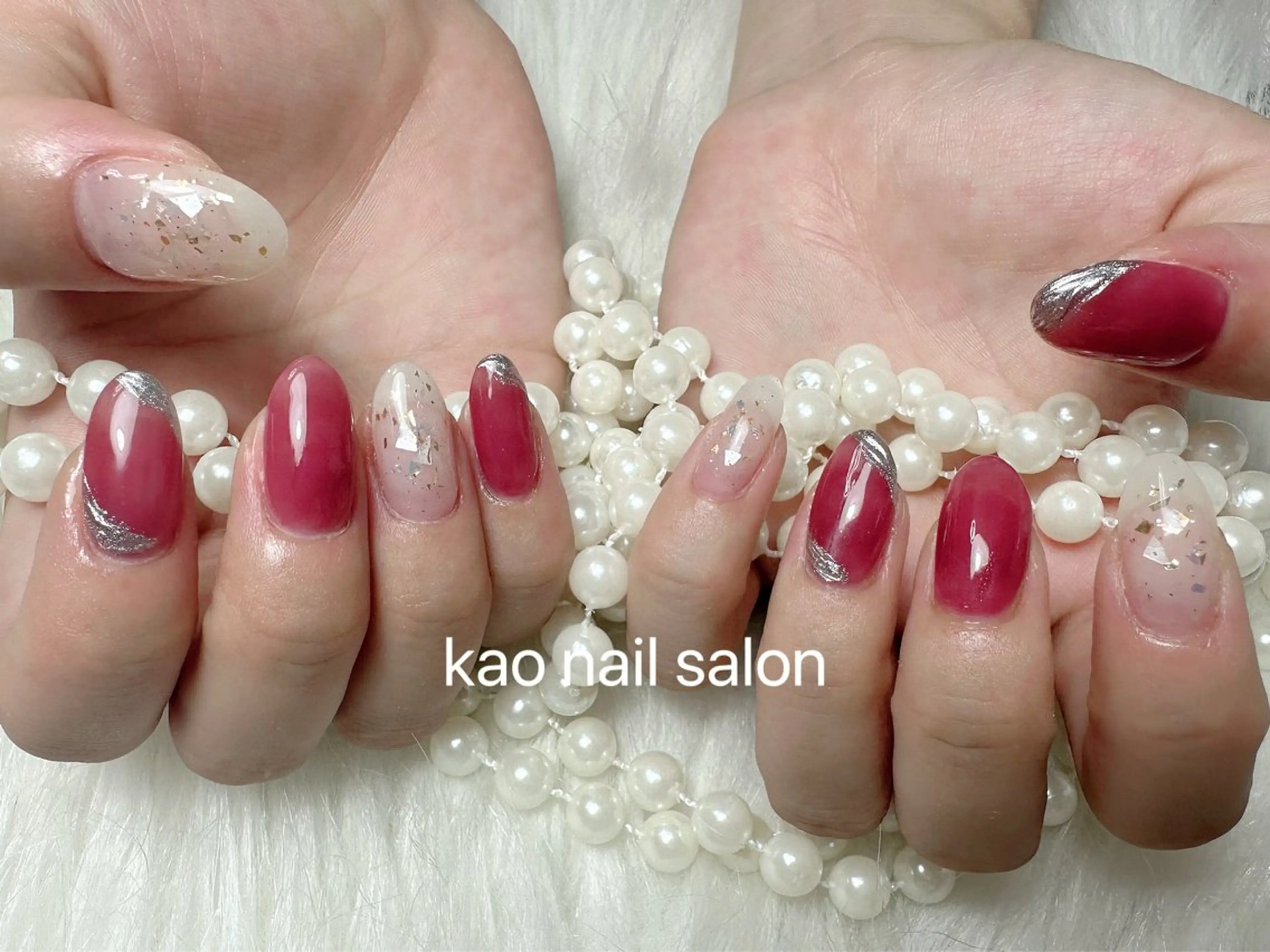 ネイル チークネイル 長さ出し フレンチネイル ジェルネイル ガラスフレンチ ハンドネイル kao nail マグネット/長さだしのネイルデザイン