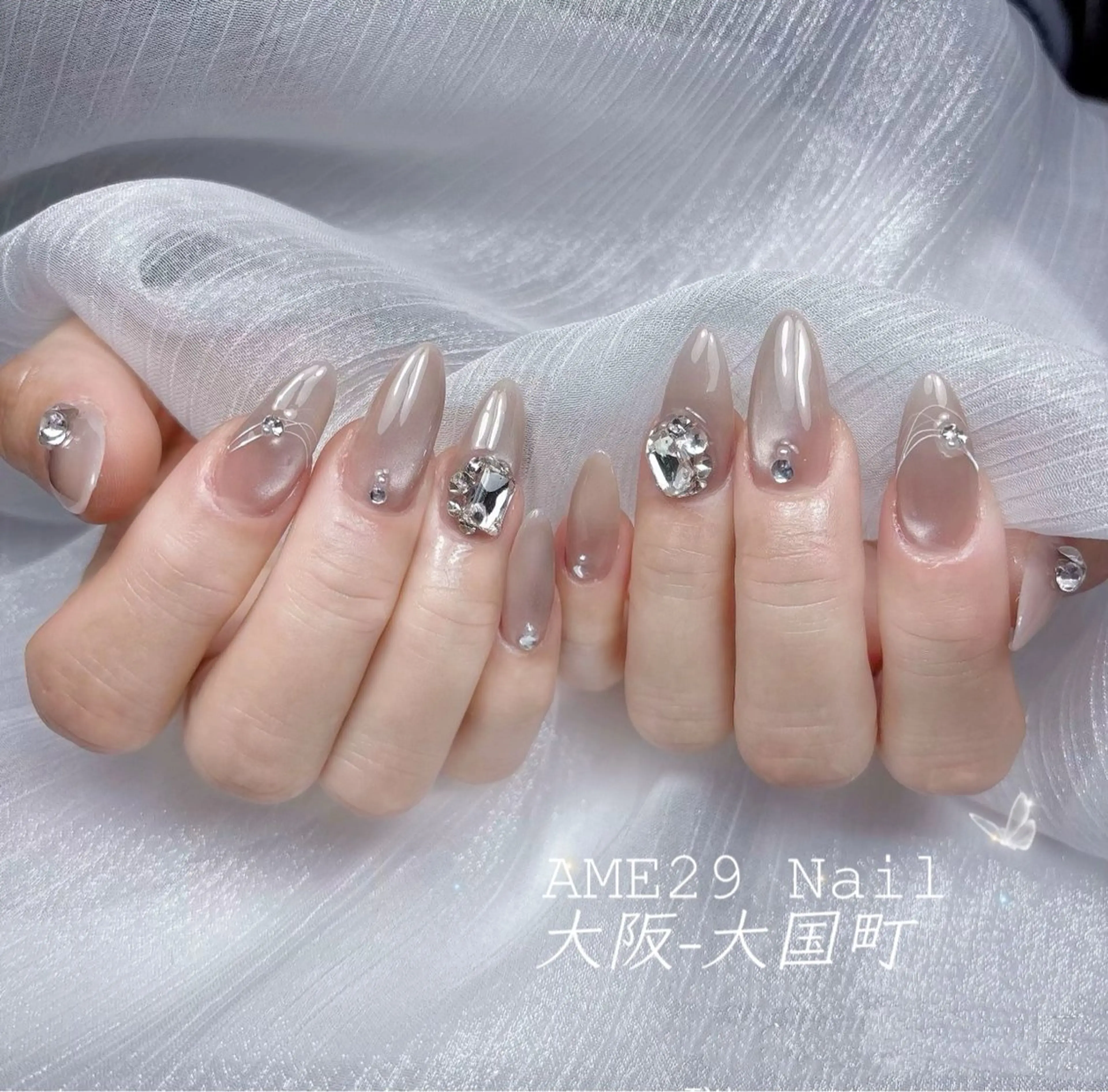 ネイル 長さ出し フラッシュネイル マグネットネイル ワンカラーネイル ネイルチップ Ame29NailOsaka所属・AME29 Nail ネイルサロンのネイルデザイン