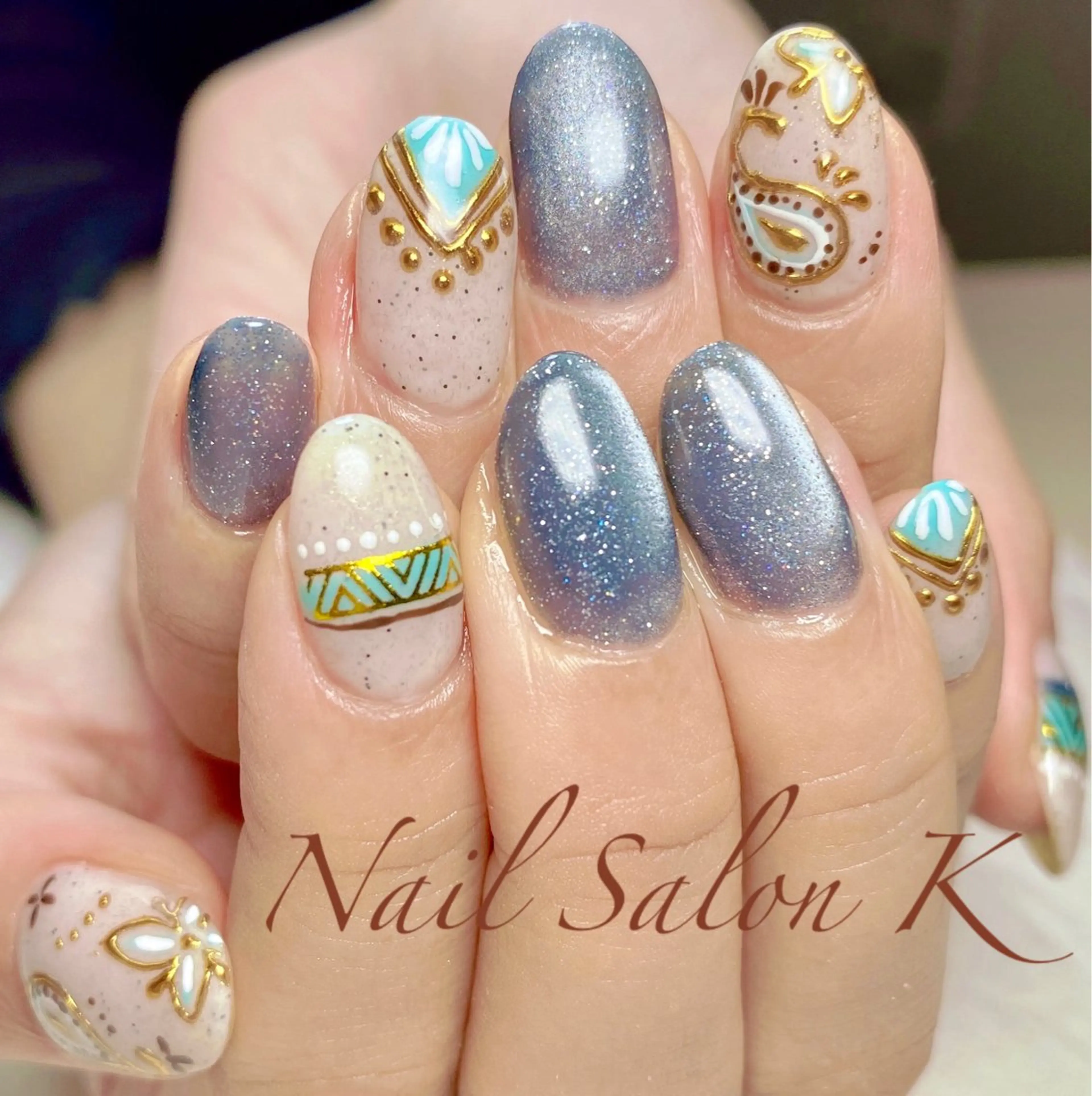ネイル フラッシュネイル マグネットネイル ハンドネイル Nail Salon K 🧸美爪育成のネイルデザイン