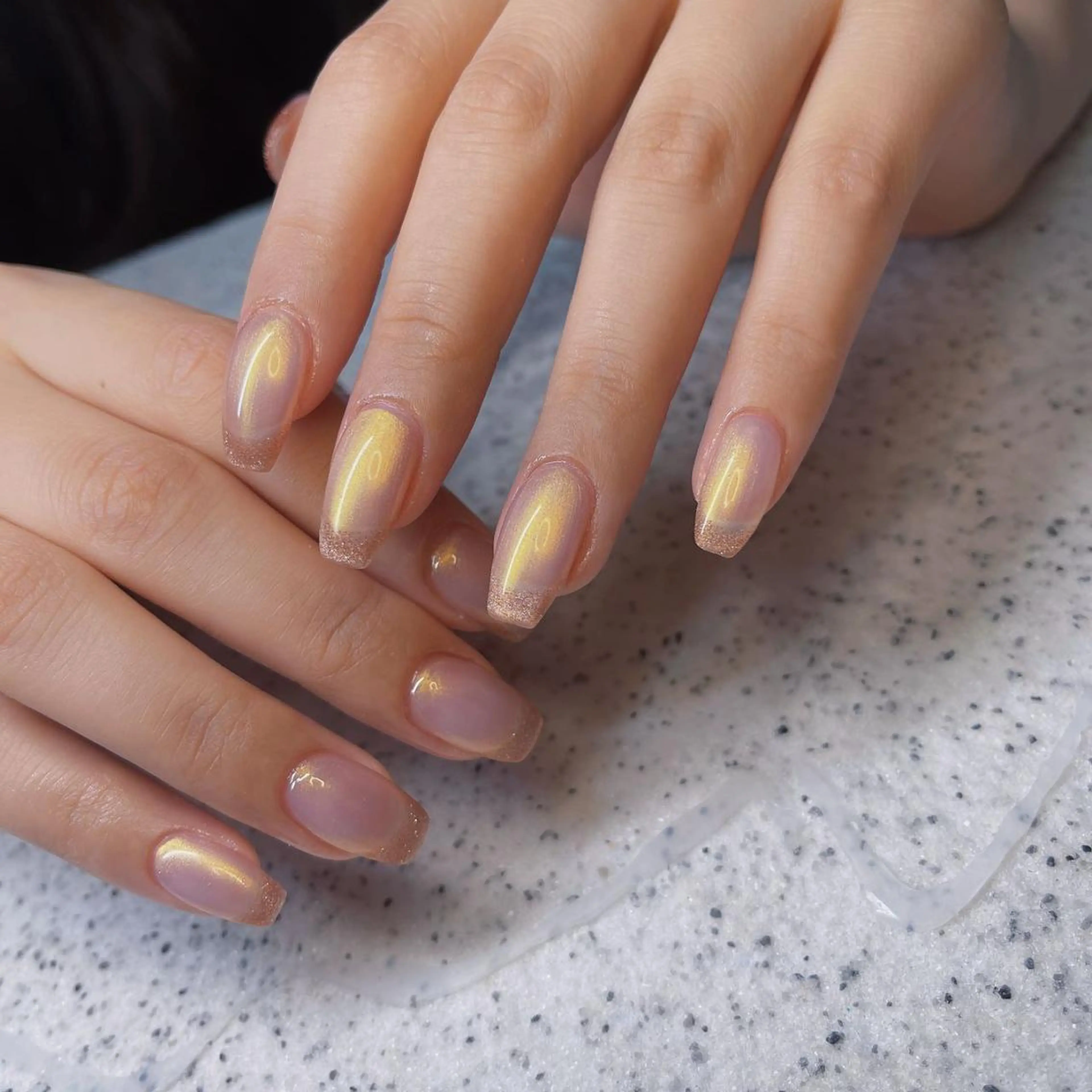 ネイル フレンチネイル ガラスフレンチ ミラーネイル Queens テイのネイルデザイン