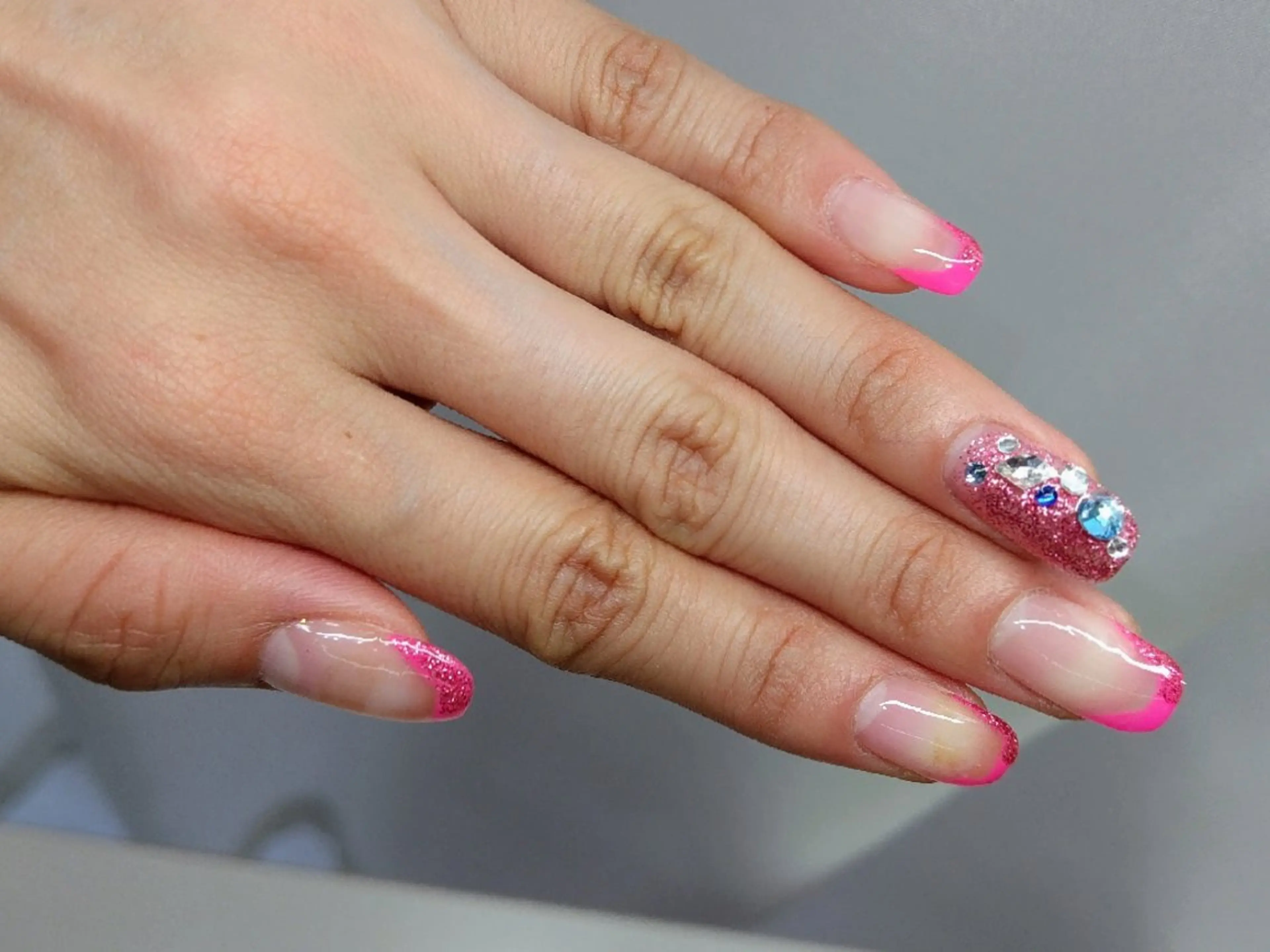 ネイル フレンチネイル ピンク ハンドネイル 黒浜 ちなみのネイルデザイン