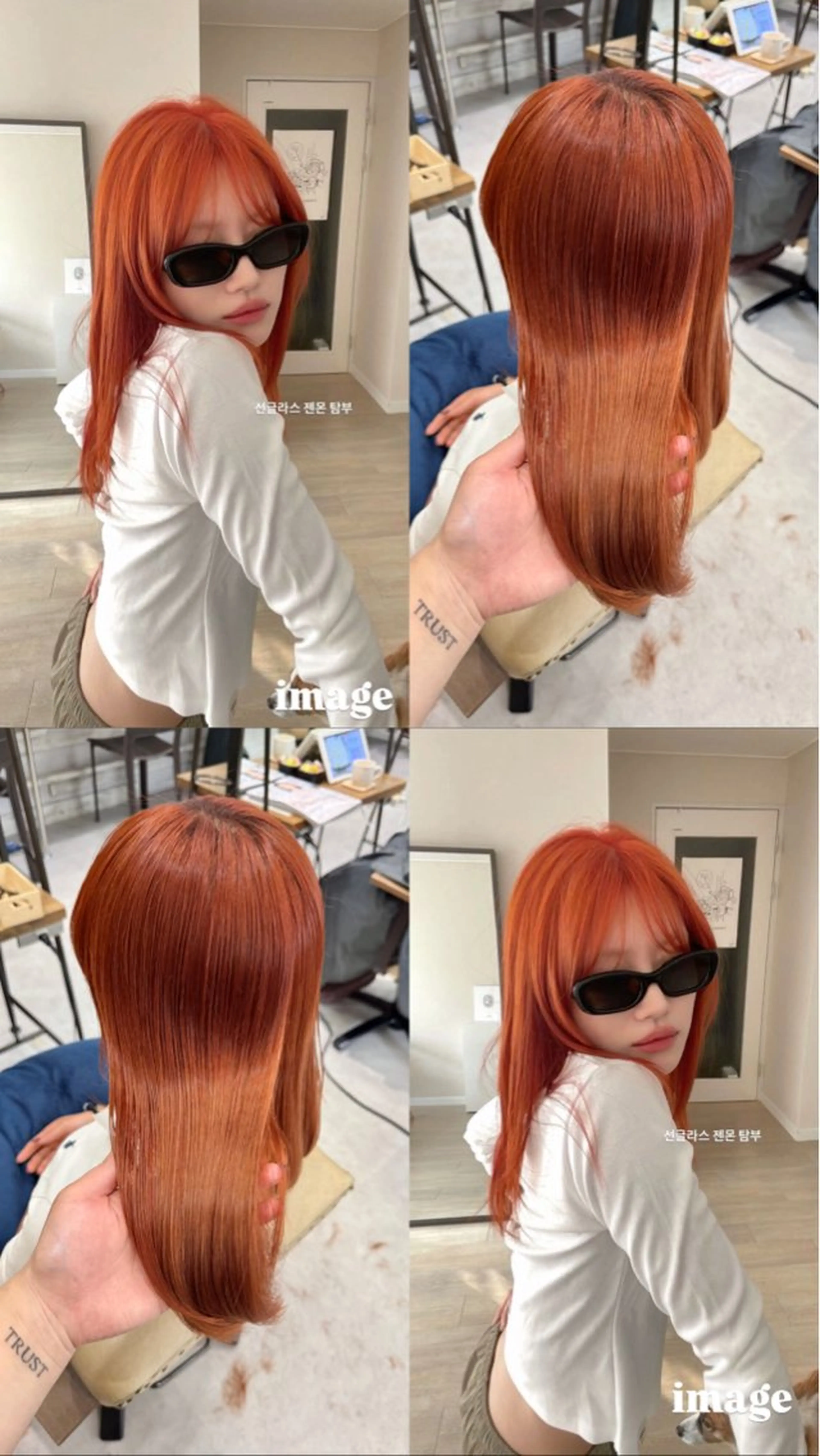 セミロング カラー ブリーチ オレンジ トリートメント ヘアカラー トリートメント Ouka/Wカラー/ 大人艶カラーのヘアスタイル