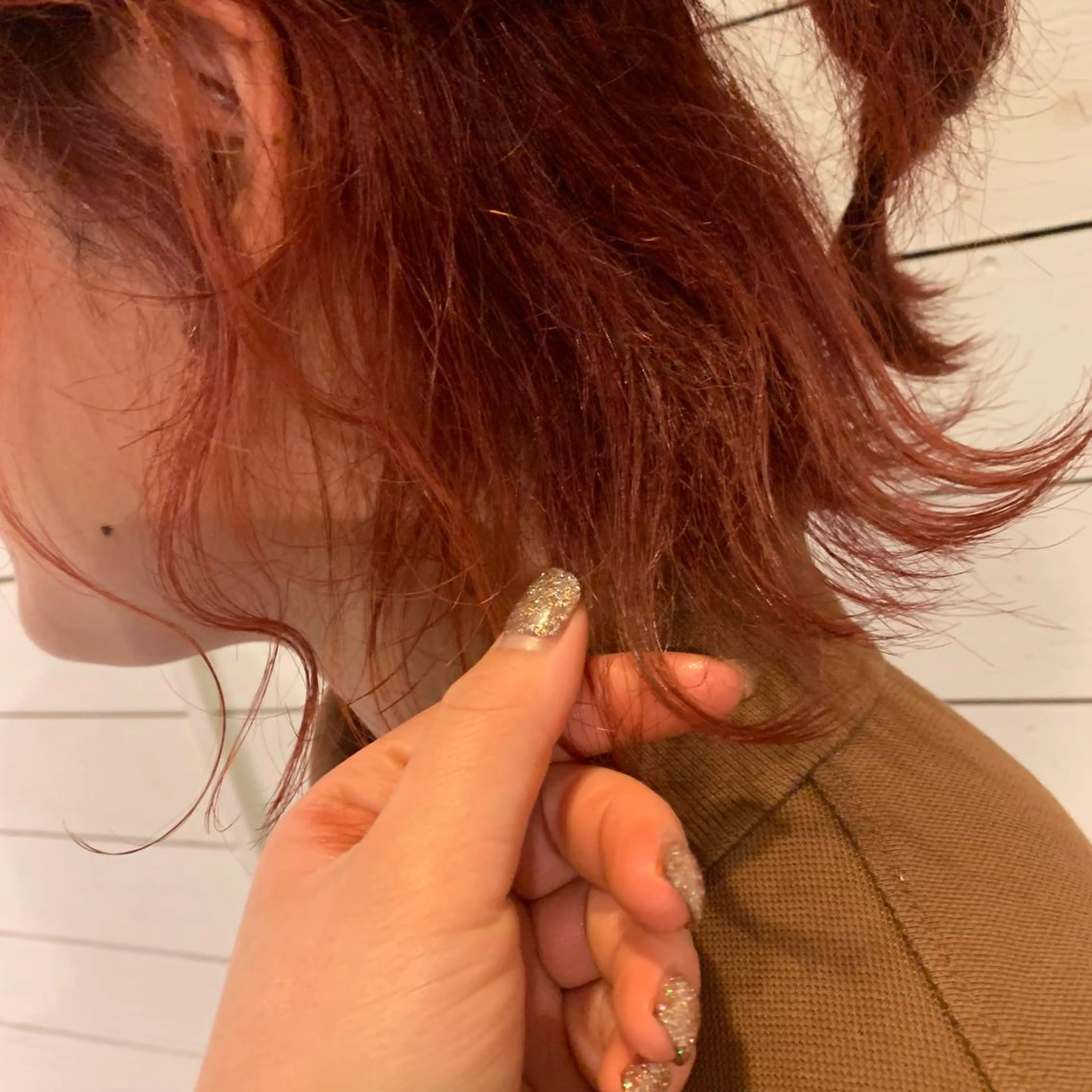 ショート カラー ヘアアレンジ オレンジ オルチャンヘア ヘアカラー トリートメント 韓国×巻ける髪質改善 💍maki💍のヘアスタイル