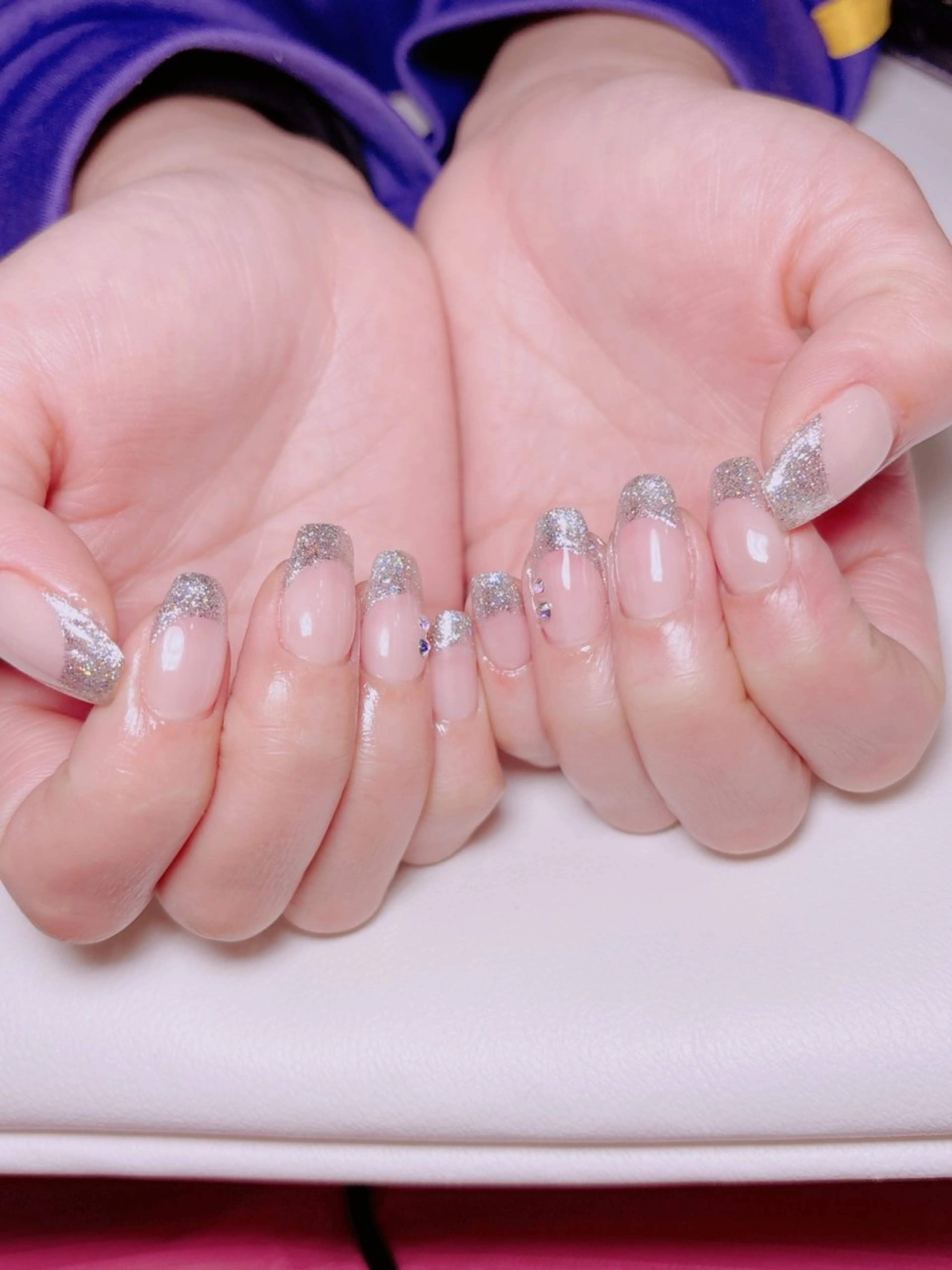 ネイル フレンチネイル キラキラネイル 🌟Pikarin Nail🌟のネイルデザイン