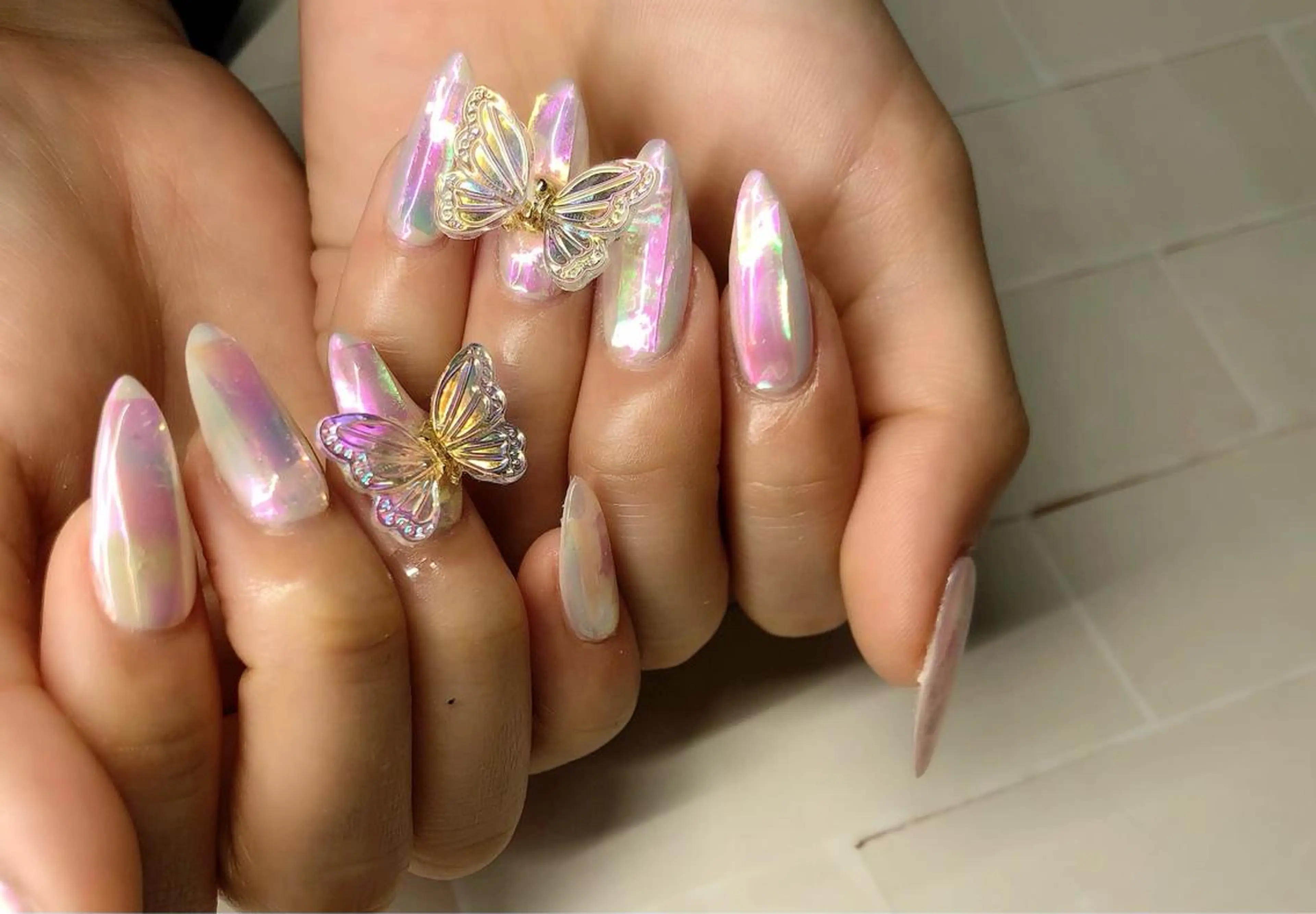 ネイル オーロラネイル 氷ネイル・うるうるネイル 韓国ネイル ハンドネイル Rindo.ネイル ♡耳つぼジュエリーのその他イメージ