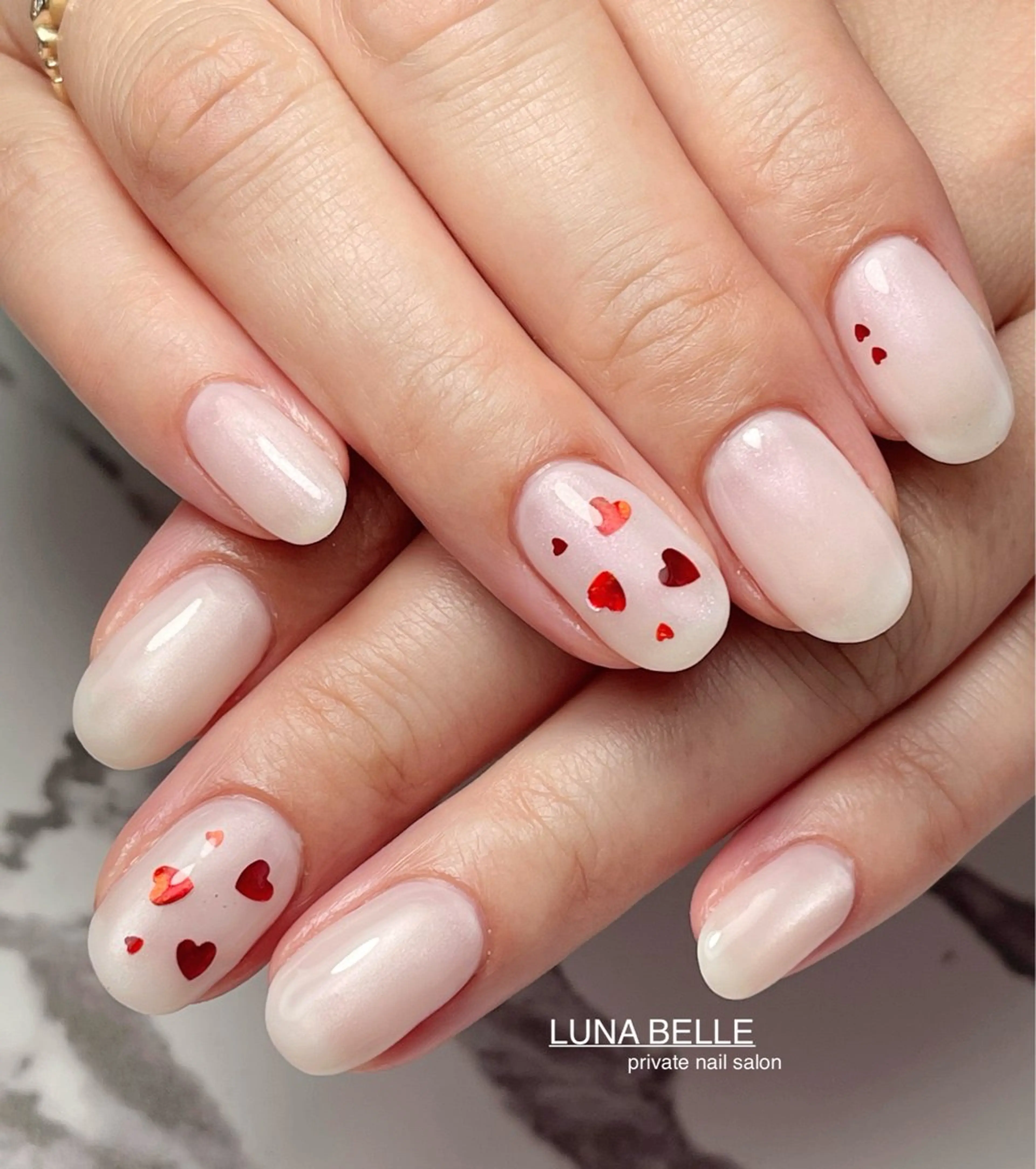 ネイル ハート バレンタイン ハンドネイル LUNA BELLEのネイルデザイン