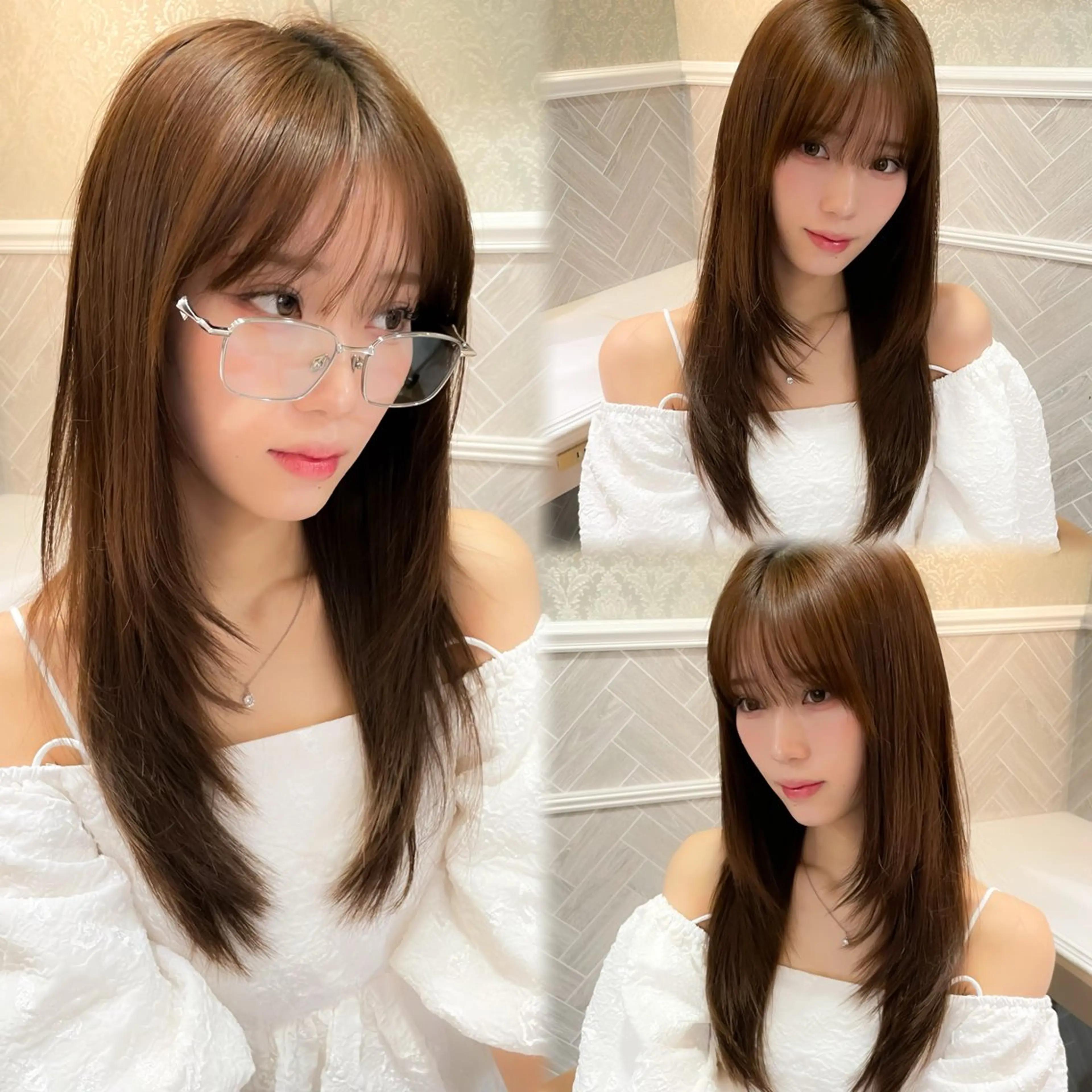 ロング 髪質改善 韓国風ヘア レイヤーカット ロング 縮毛矯正 カット ヘアカラー 縮毛矯正 トリートメント 美髪縮毛矯正🤍 髪質改善/Shinaのヘアスタイル