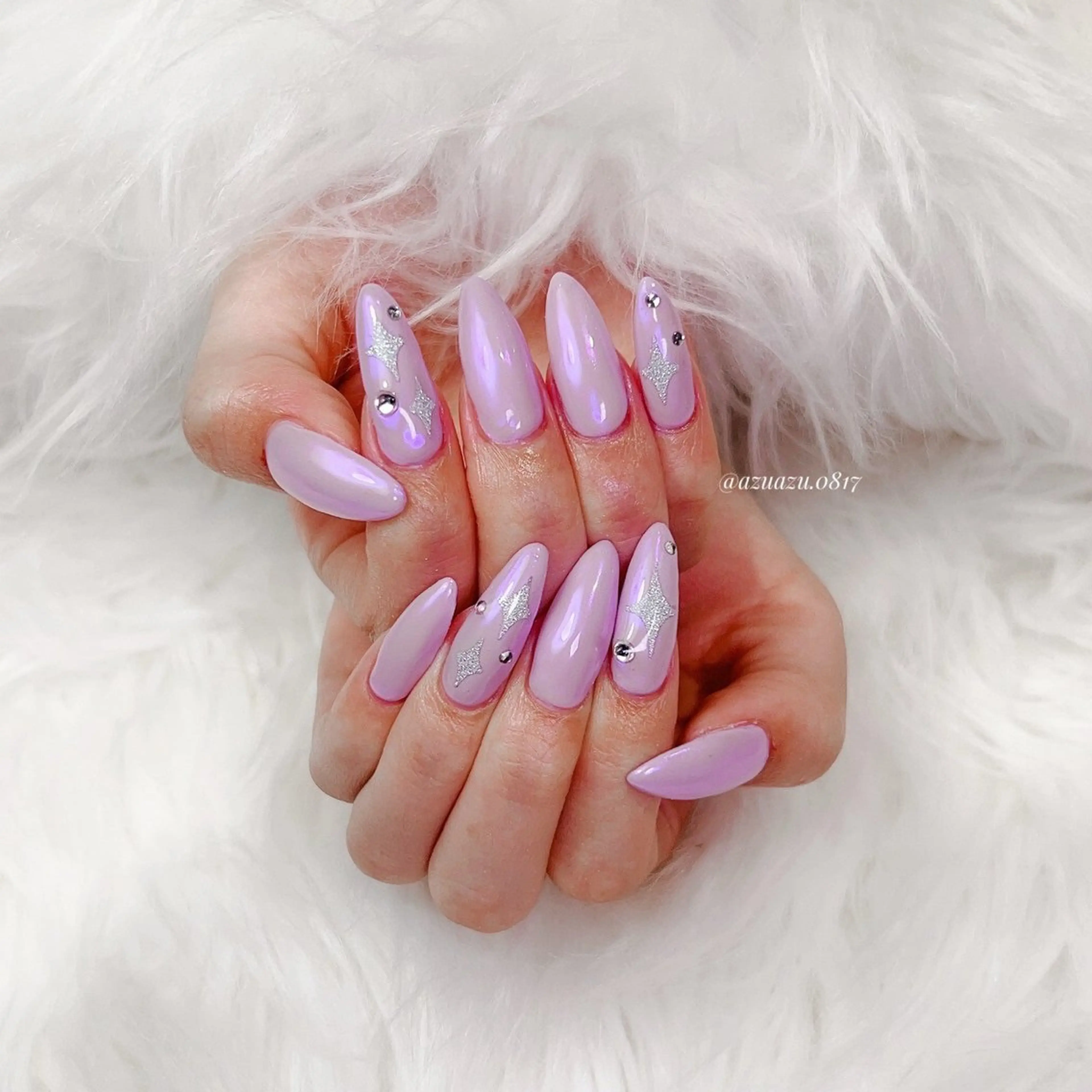 ネイル アートネイル オーロラネイル 長さ出し ジェルネイル ミラーネイル ハンドネイル hair&nail ROOTS所属・ﾍｱﾒｲｸ&ﾈｲﾙ ♥️Azuのネイルデザイン