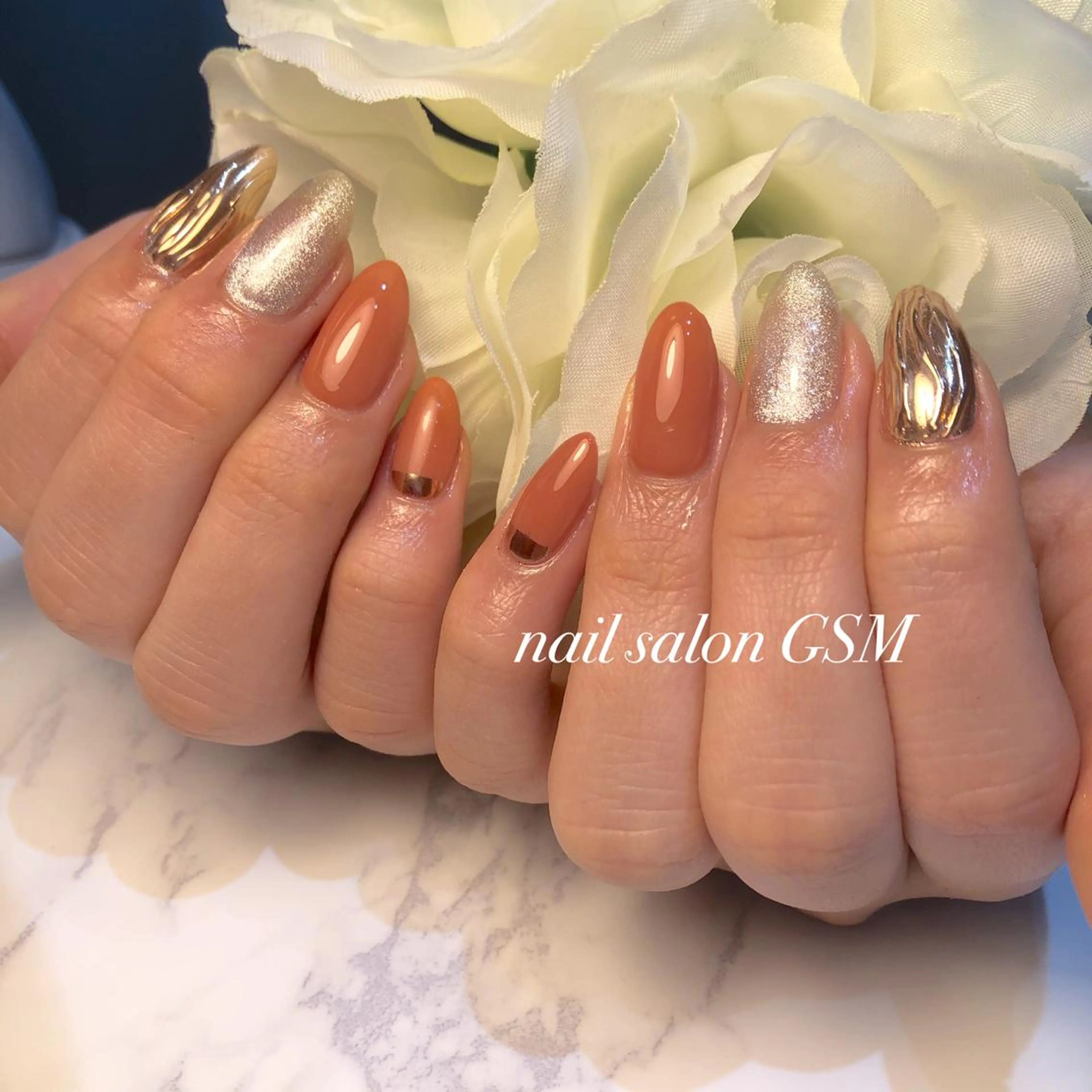 ネイル ブラウン ハンドネイル nail salon GSMのネイルデザイン