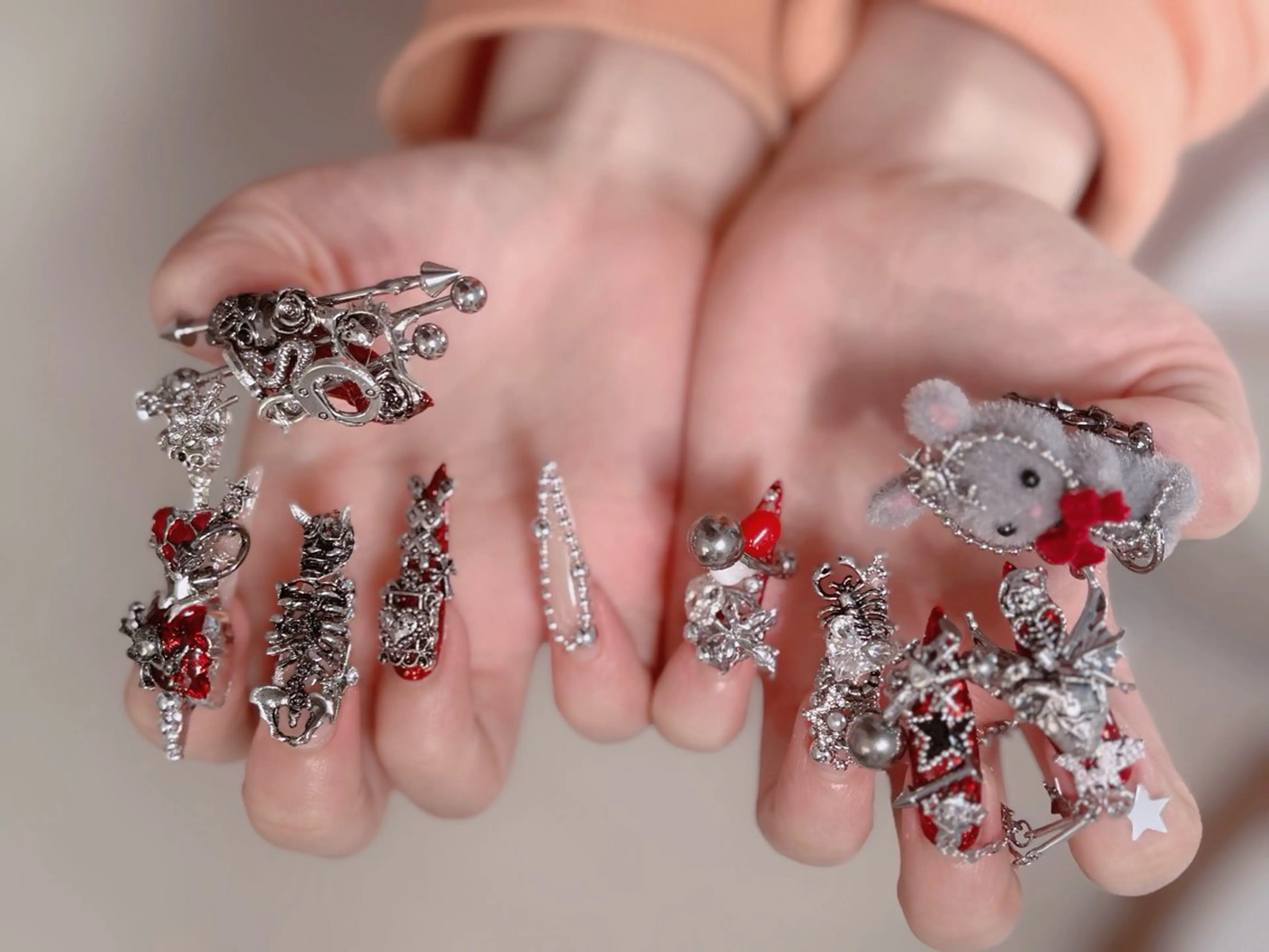 ネイル フレンチネイル ジェルネイル ガラスフレンチ ハロウィン ハート ハンドネイル H.baby Nail Salonのネイルデザイン