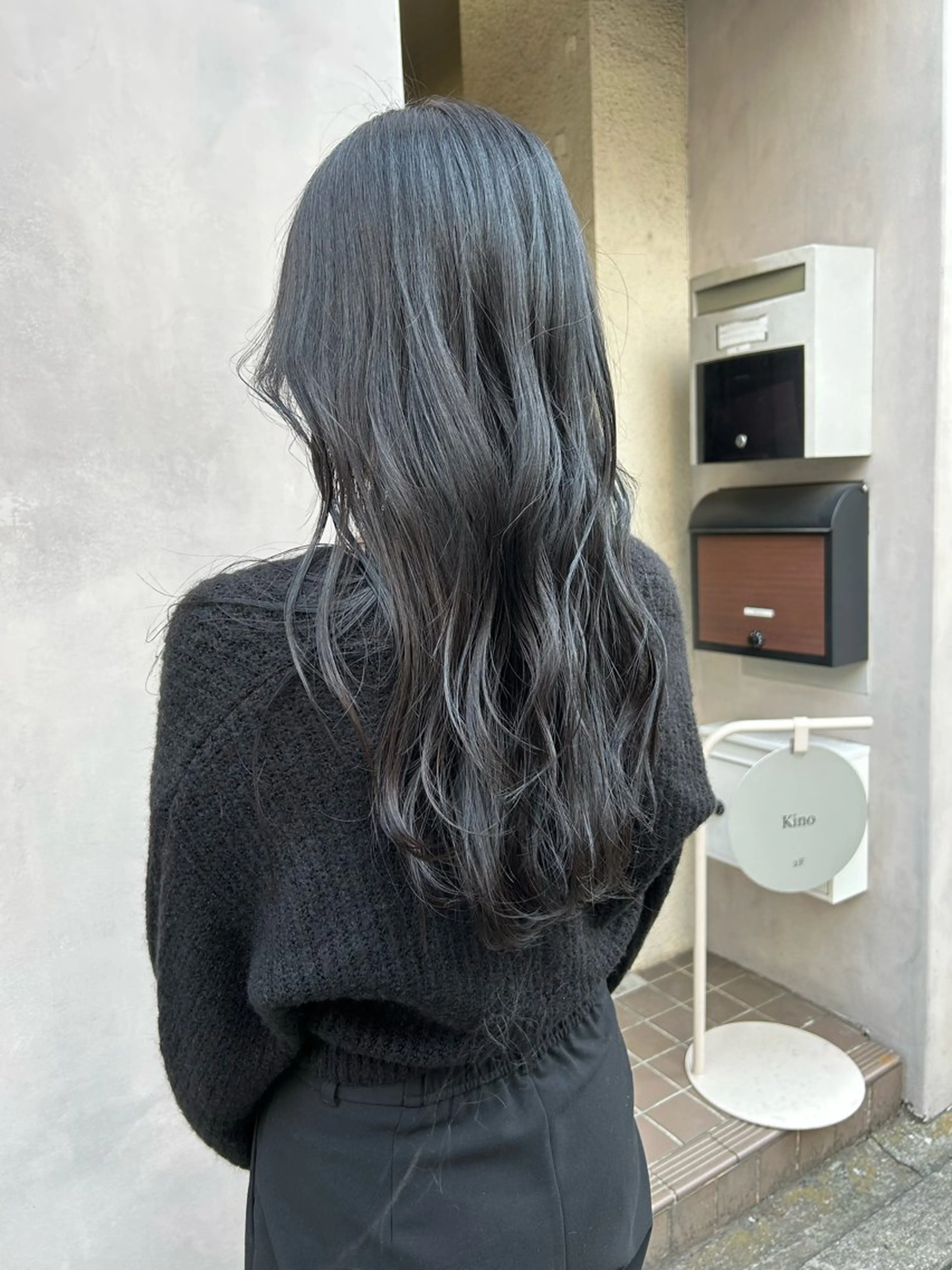 ロング カラー 黒髪 ブルーカラー ブルーブラック 透明感カラー 顔まわりレイヤー カット ヘアカラー トリートメント ボブ/ハイトーン 立川loose 下田のヘアスタイル