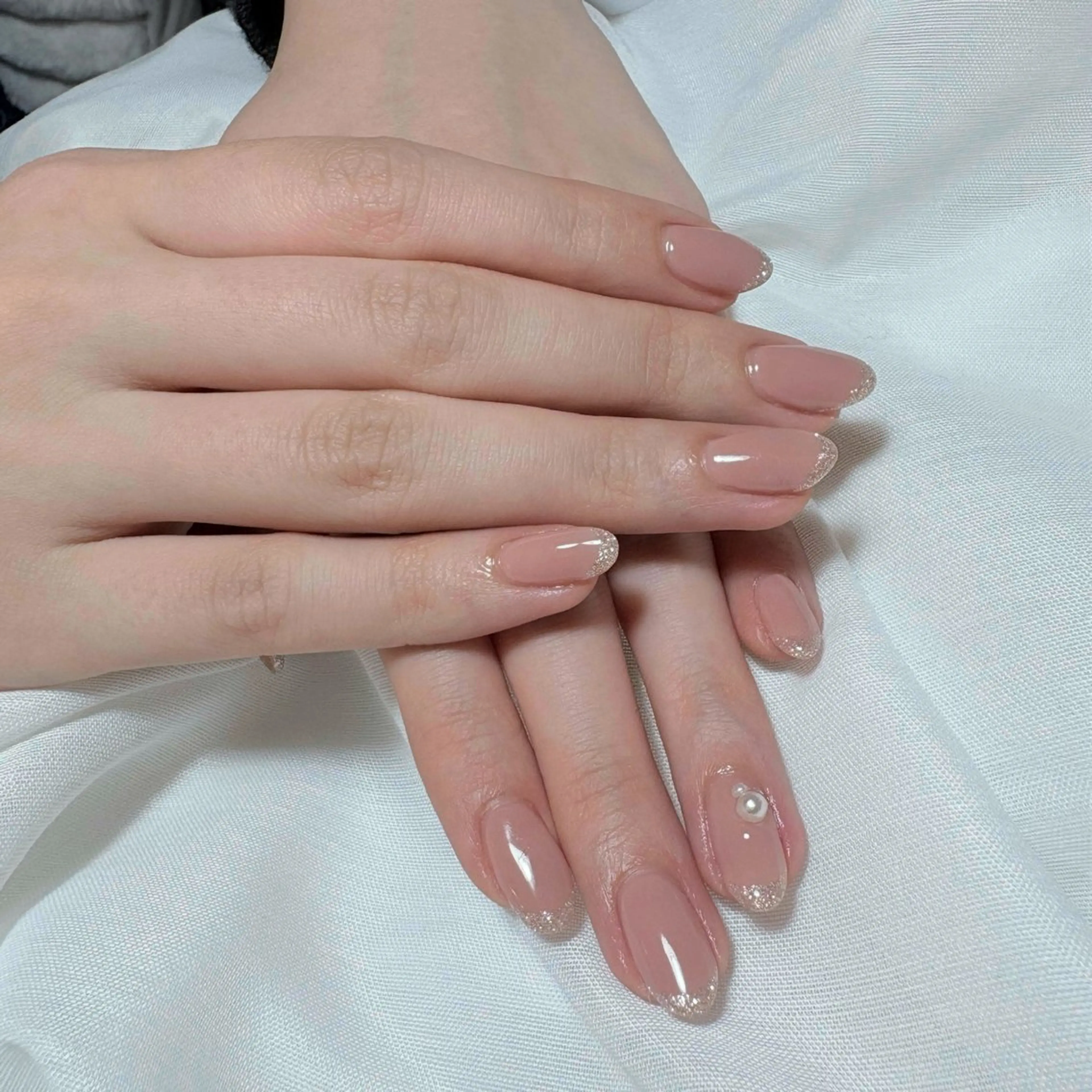 ネイル フレンチネイル ラメ(グリッター) ハンドネイル Rich+nail Mayuのネイルデザイン