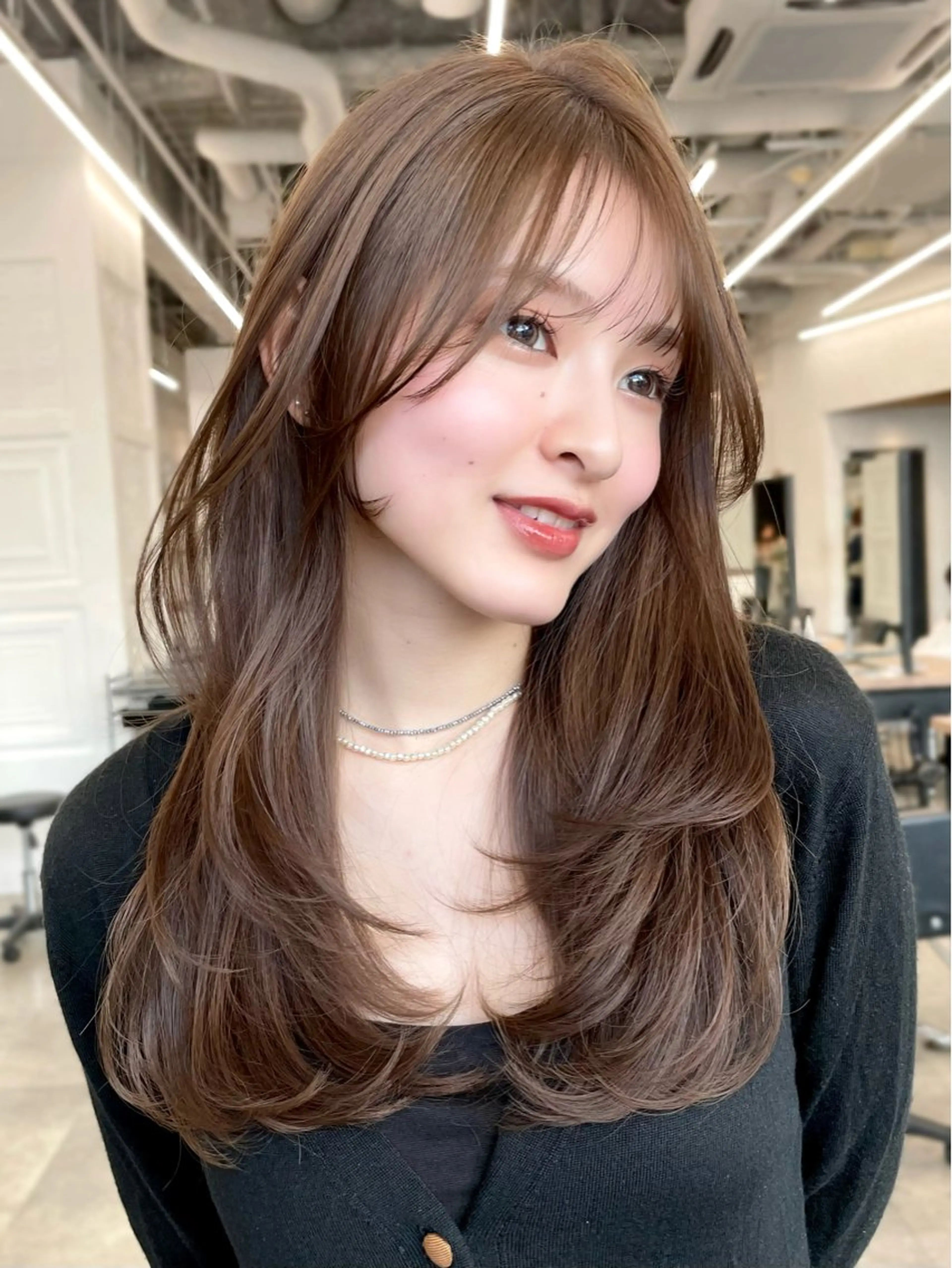 セミロング カラー ヘアアレンジ カット ヘアカラー トリートメント ヘッドスパ ヘアセット 【柔らか透明感✨/ 似合せ前髪】大石葉月のヘアスタイル