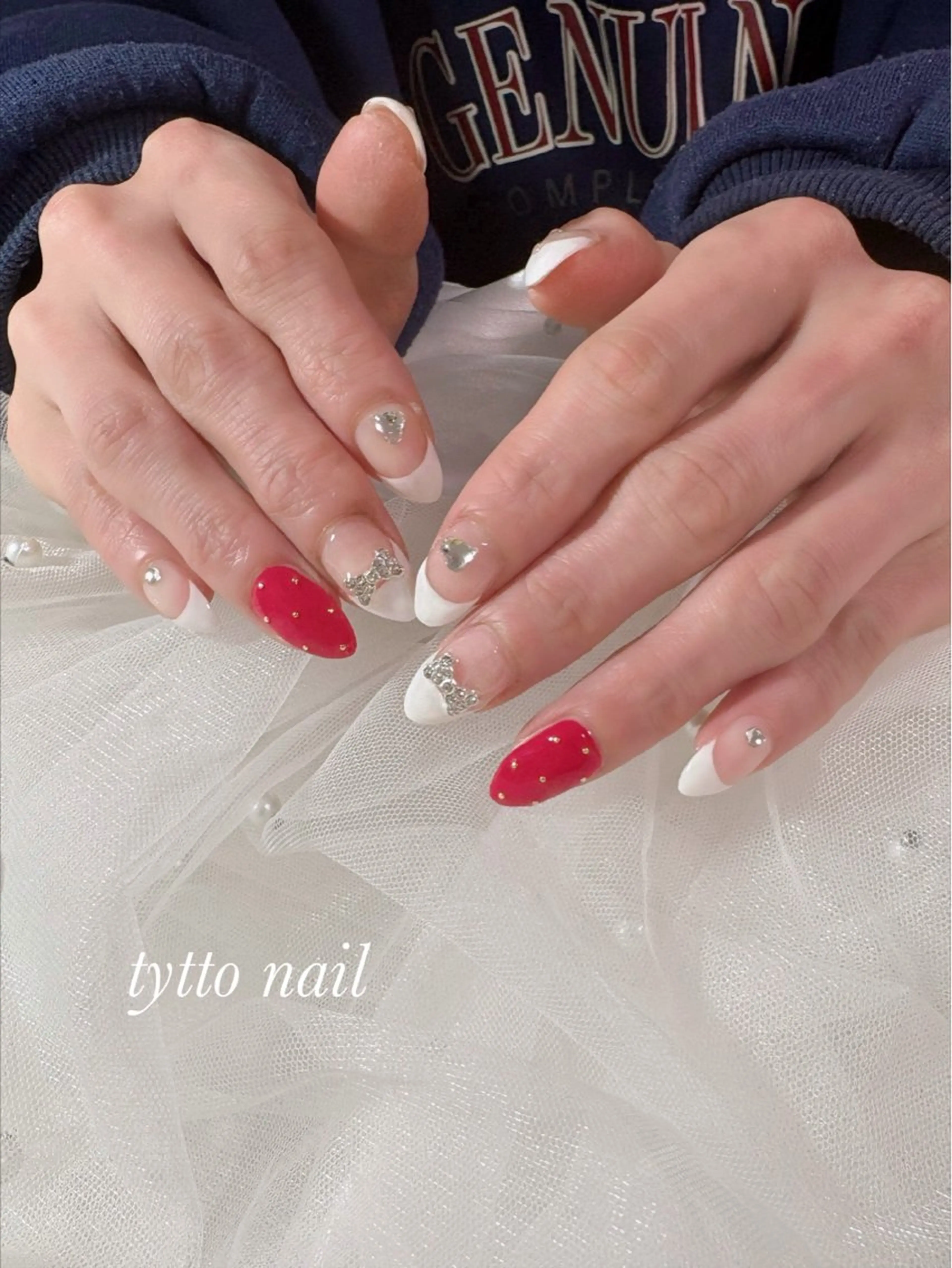 ネイル フレンチネイル リボン シンプルネイル tytto nail ❤︎‪‪eri‪‪のネイルデザイン