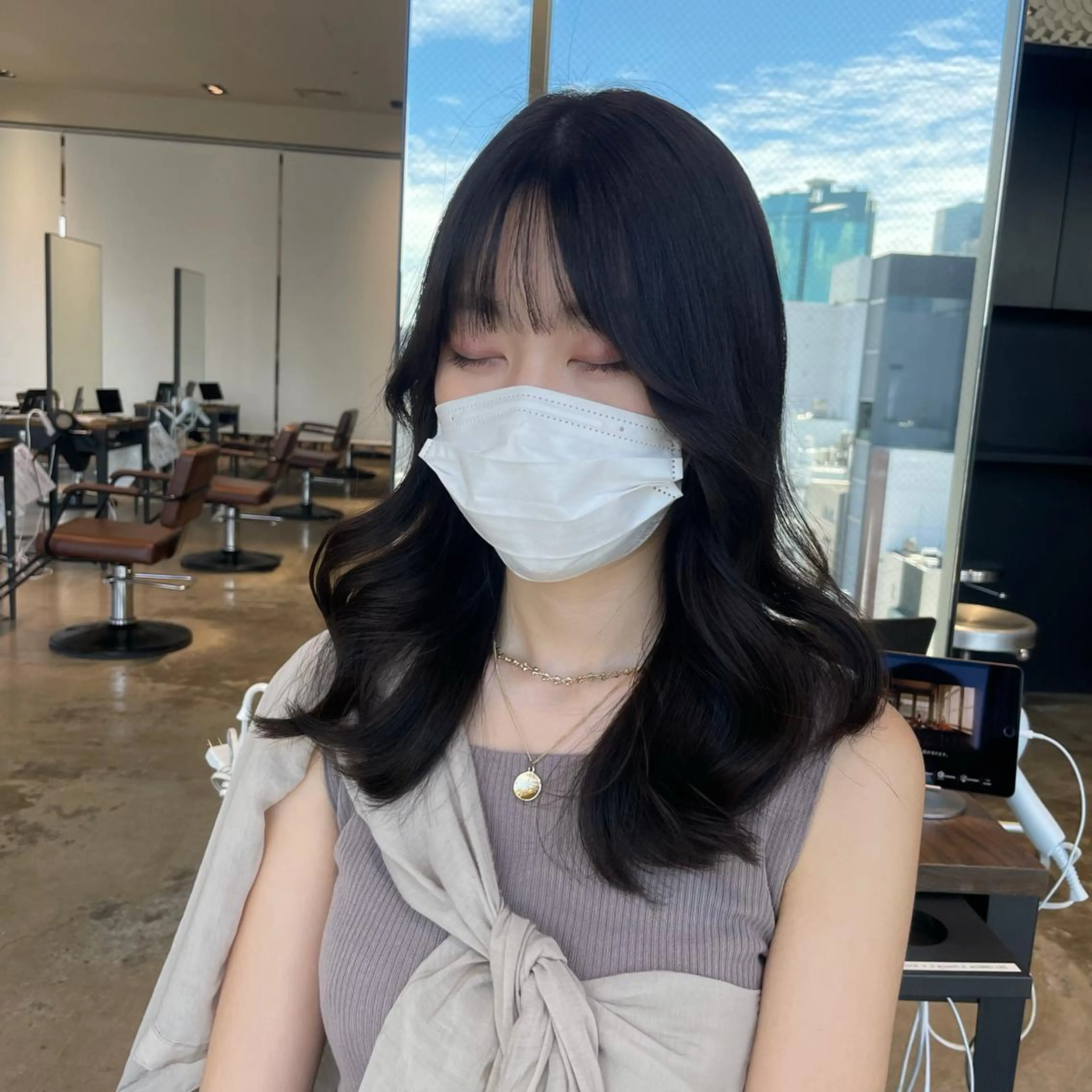 セミロング カラー 本格韓国ヘア🇰🇷 【uni】キューさんのヘアスタイル