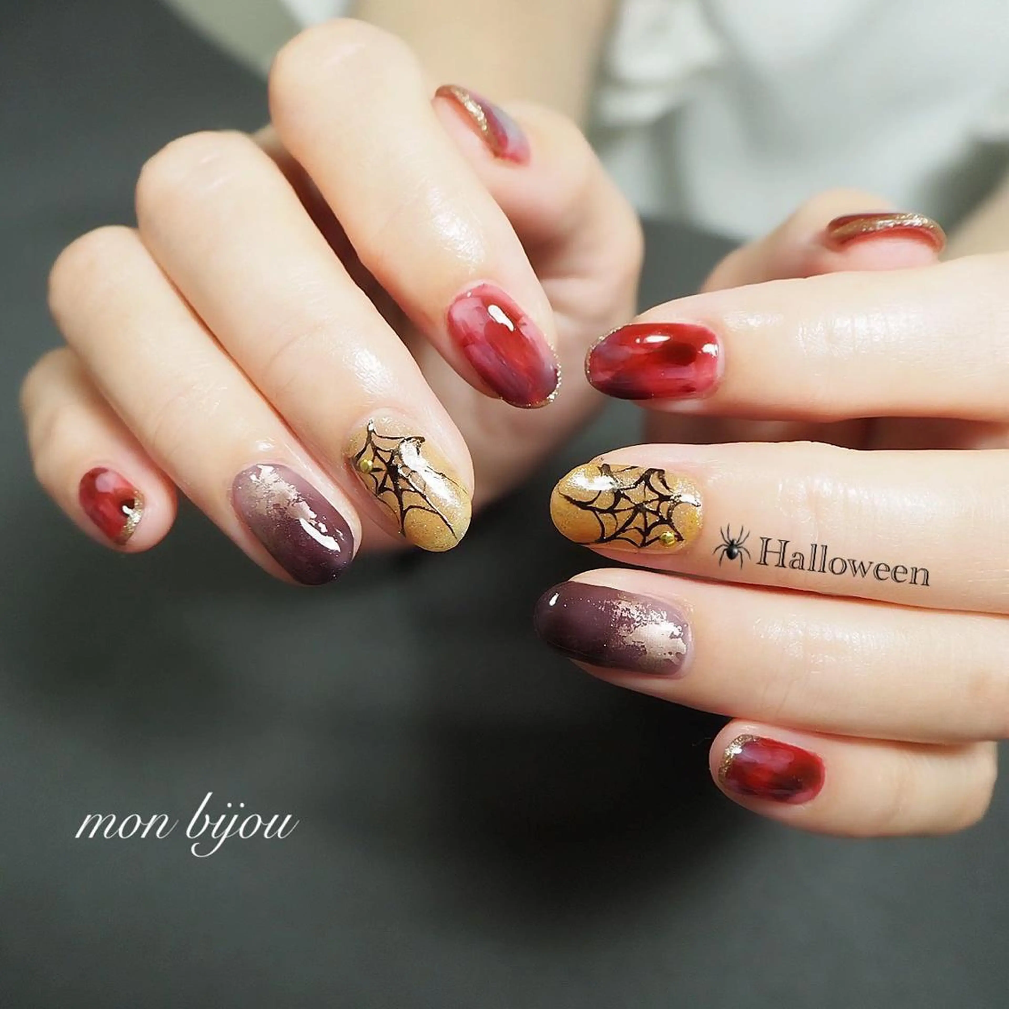 ネイル ハロウィン ハンドネイル ハンドケア mon bijou 坪井のネイルデザイン