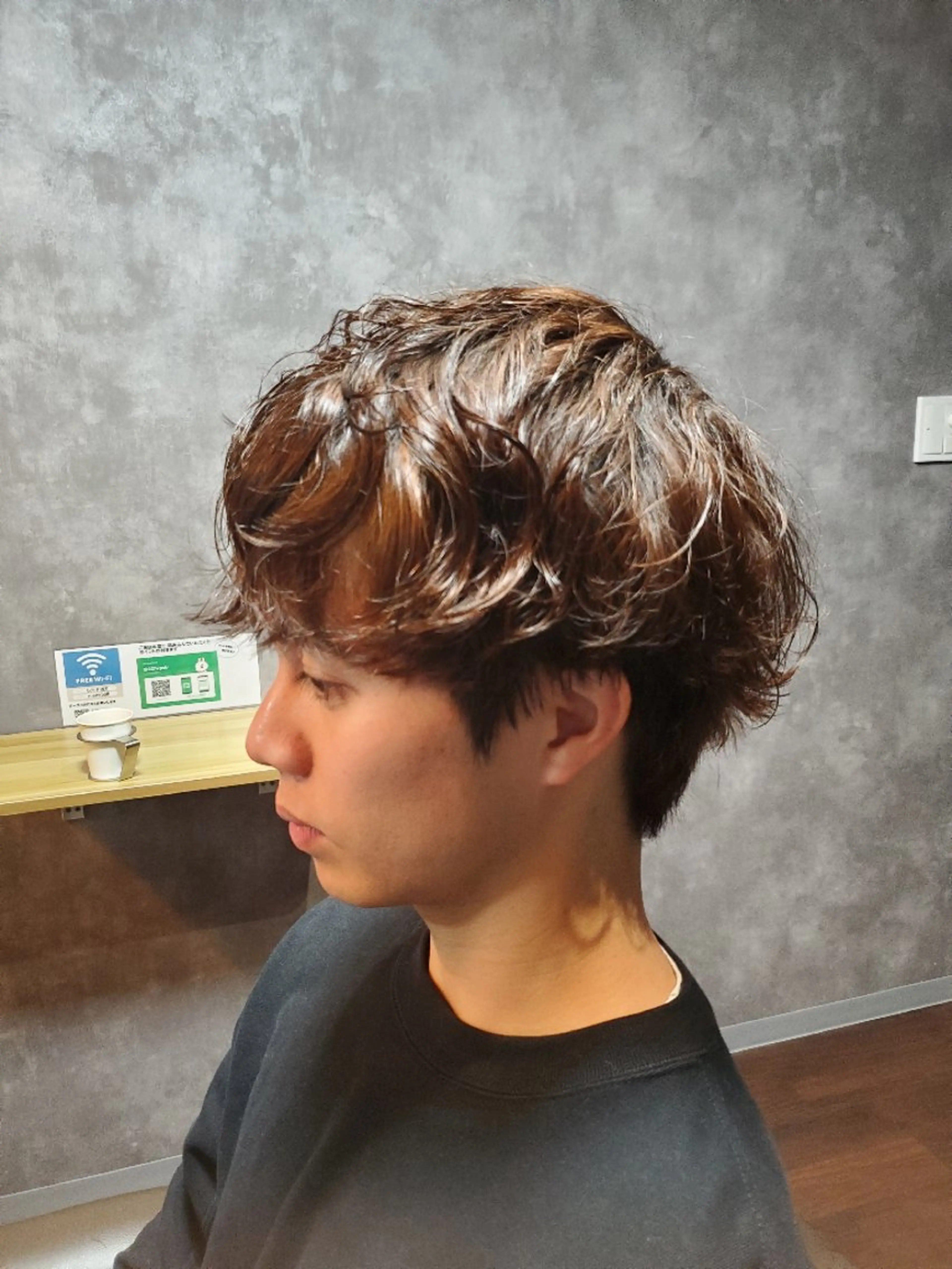 ミディアム メンズ パーマ ミディアムパーマ メンズパーマ 外国人風カラー MEN'S SALON　BOLT所属・メンズBOLT ハシモトのヘアスタイル