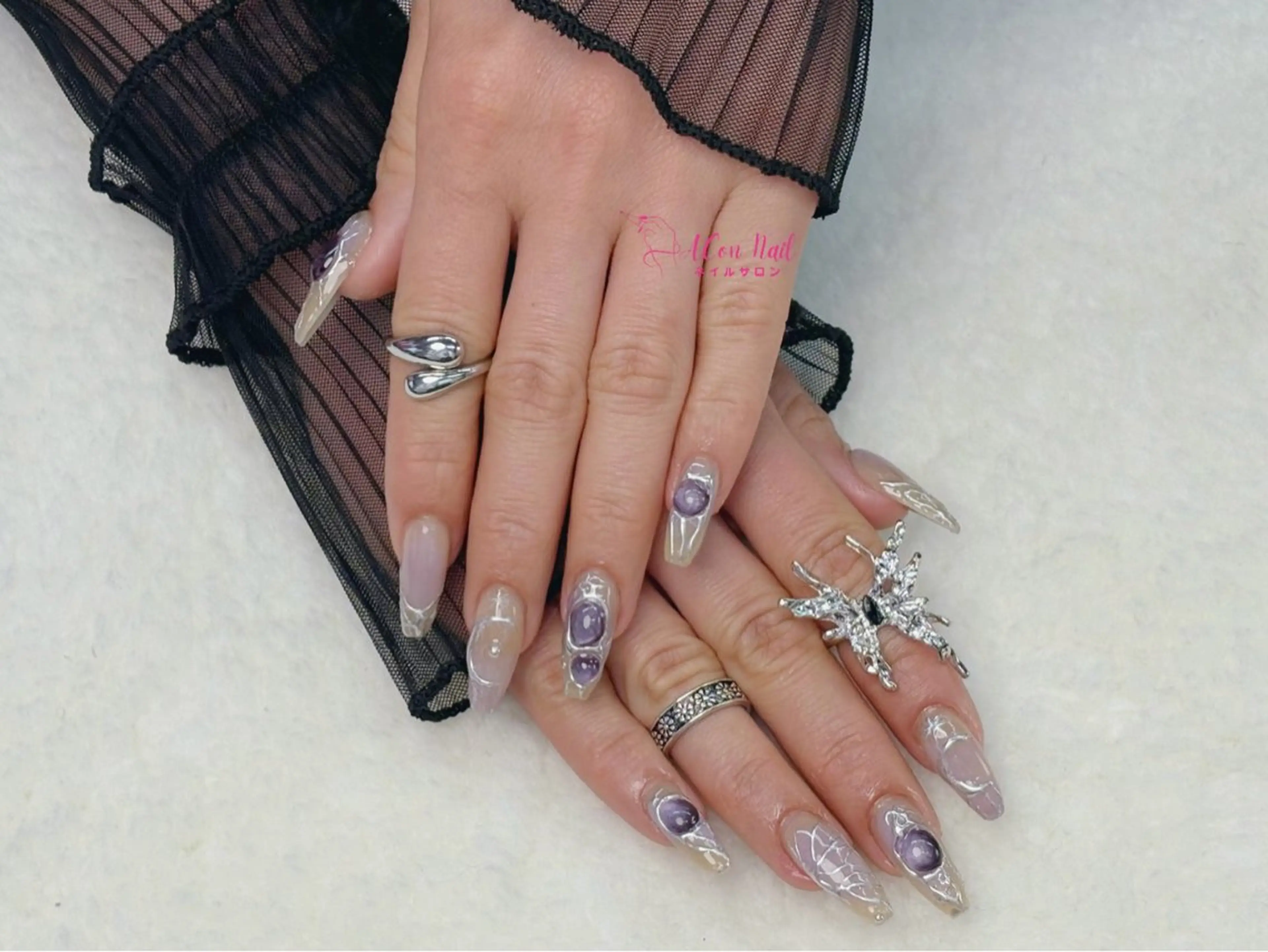 ネイル 桜ネイル 長さ出し フラワーネイル フレンチネイル ジェルネイル ハンドネイル AConNailSalon所属・ACon NailSalonのネイルデザイン