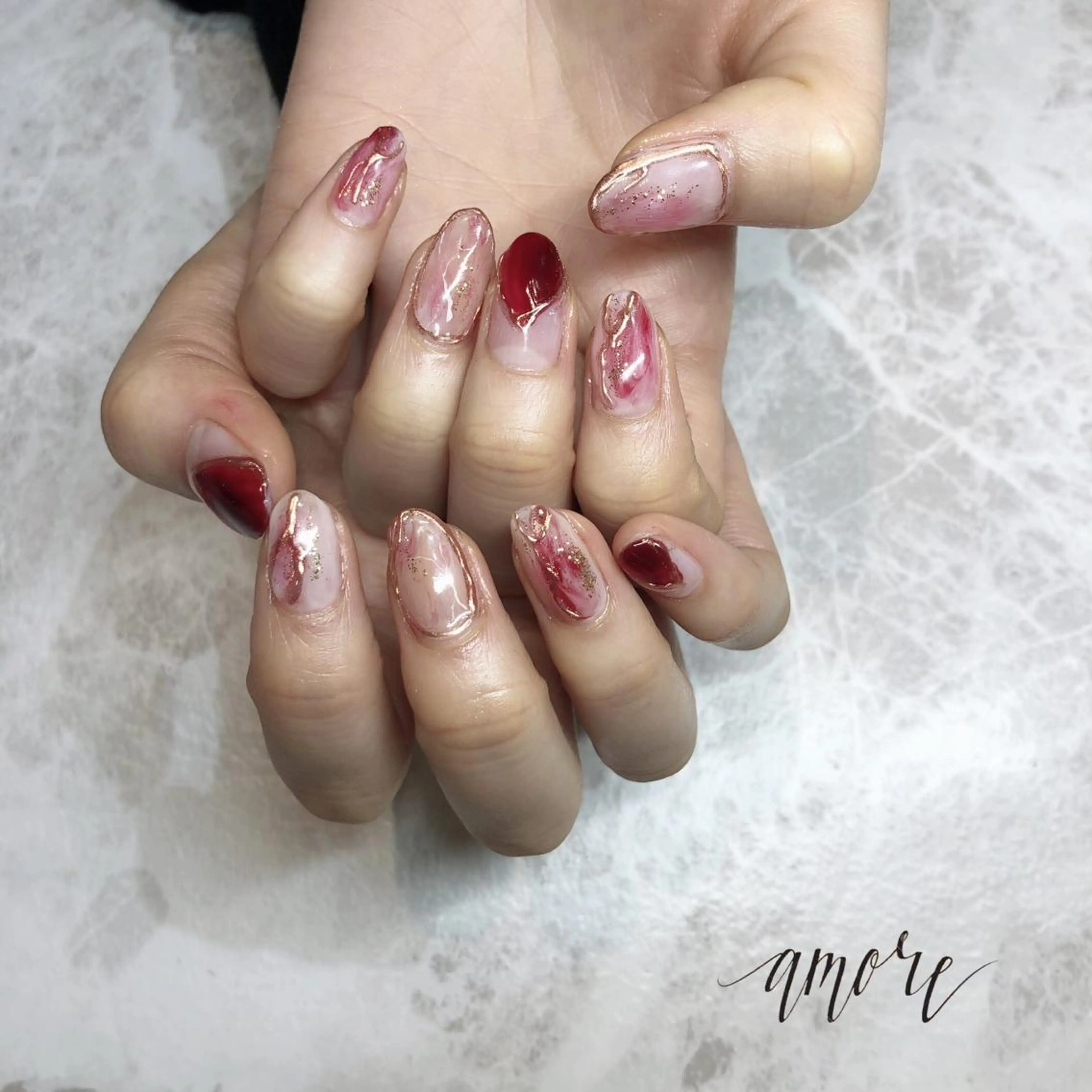 ネイル アートネイル ジェルネイル 大理石ネイル(マーブル) ミラーネイル ニュアンスネイル You kyehwaのネイルデザイン