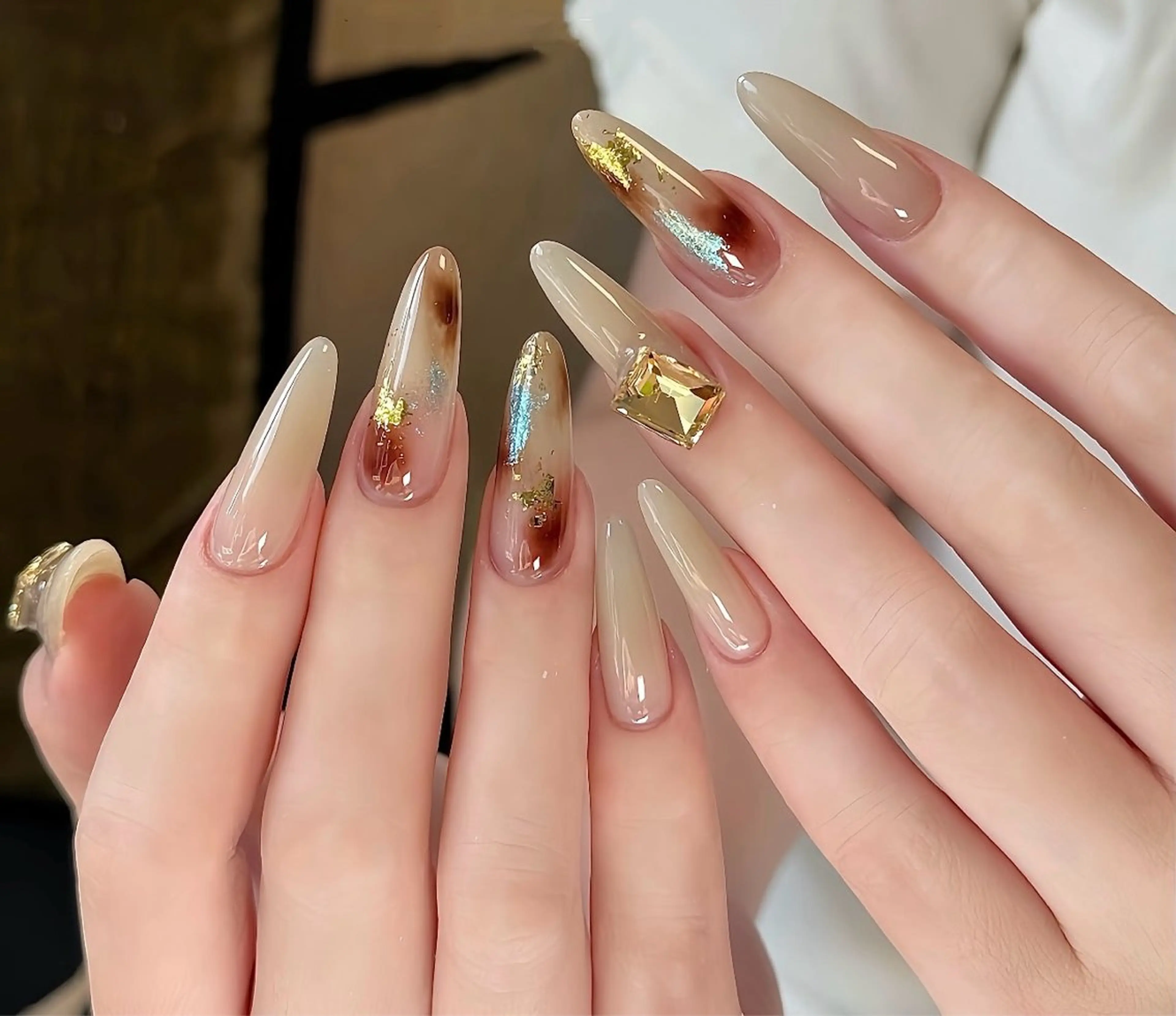 ネイル フレンチネイル ジェルネイル ガラスフレンチ グラデーション ラメ(グリッター) ネイルサロン Jasmine 池袋東口所属・YU RIのネイルデザイン