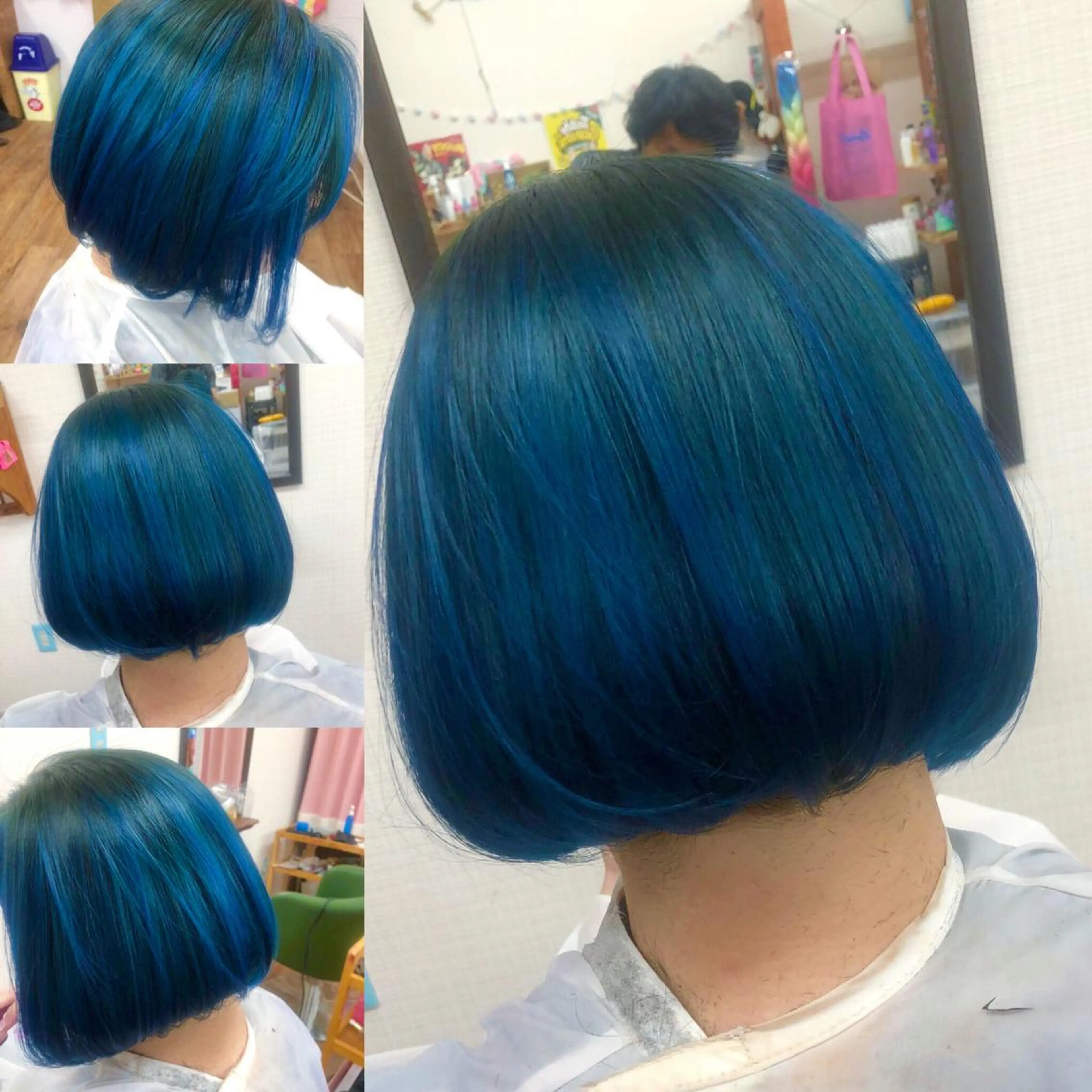 ショート カラー ブリーチ ブルーカラー ハイライトカラー ボブ ハイライト ヘアカラー トリートメント kou艶髪師色髪師 こう 艶髪師色髪師のヘアスタイル