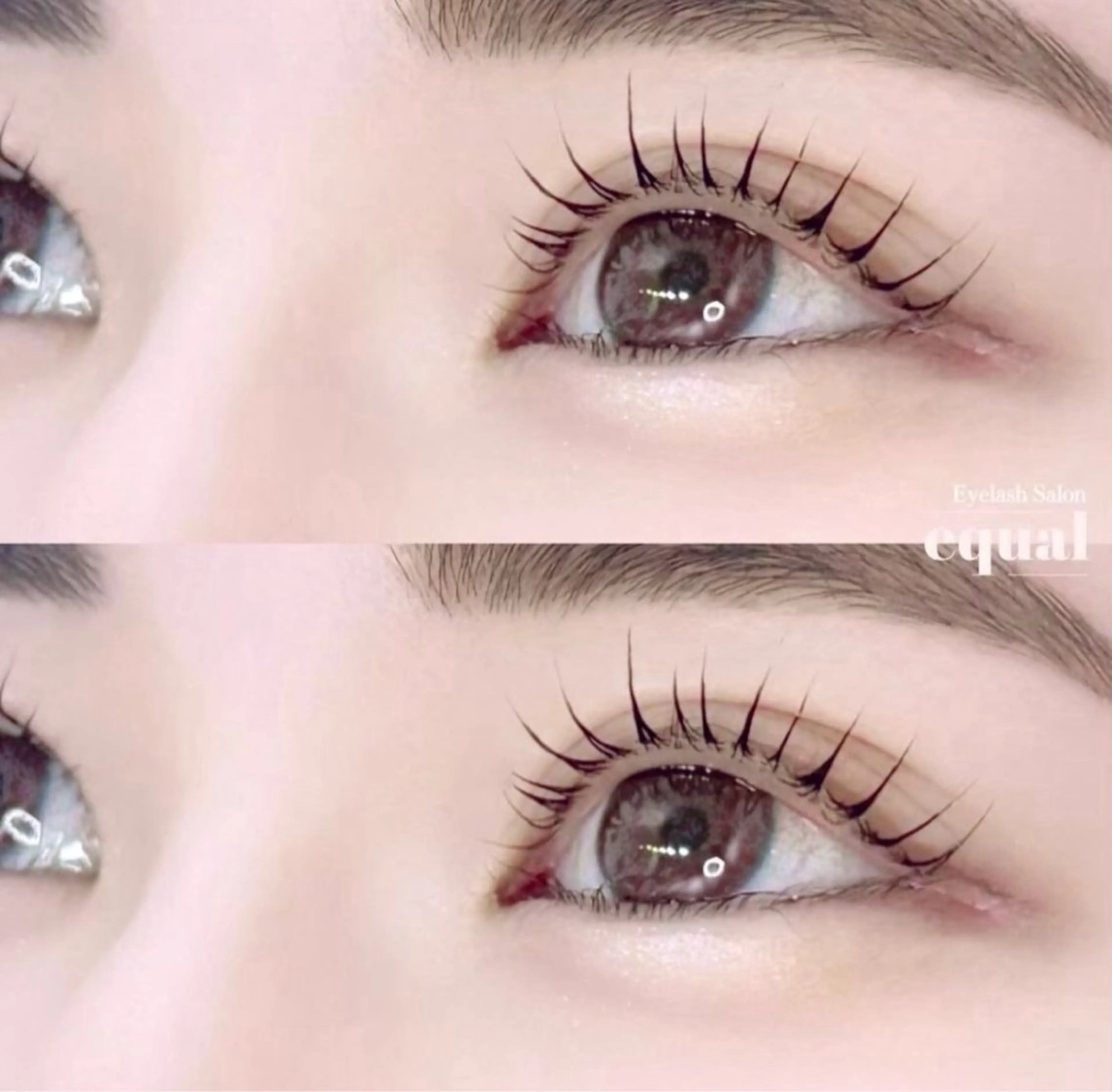 マツエク・マツパ hiyori /透明 感ピンク/ラベンダーのマツエク・マツパデザイン