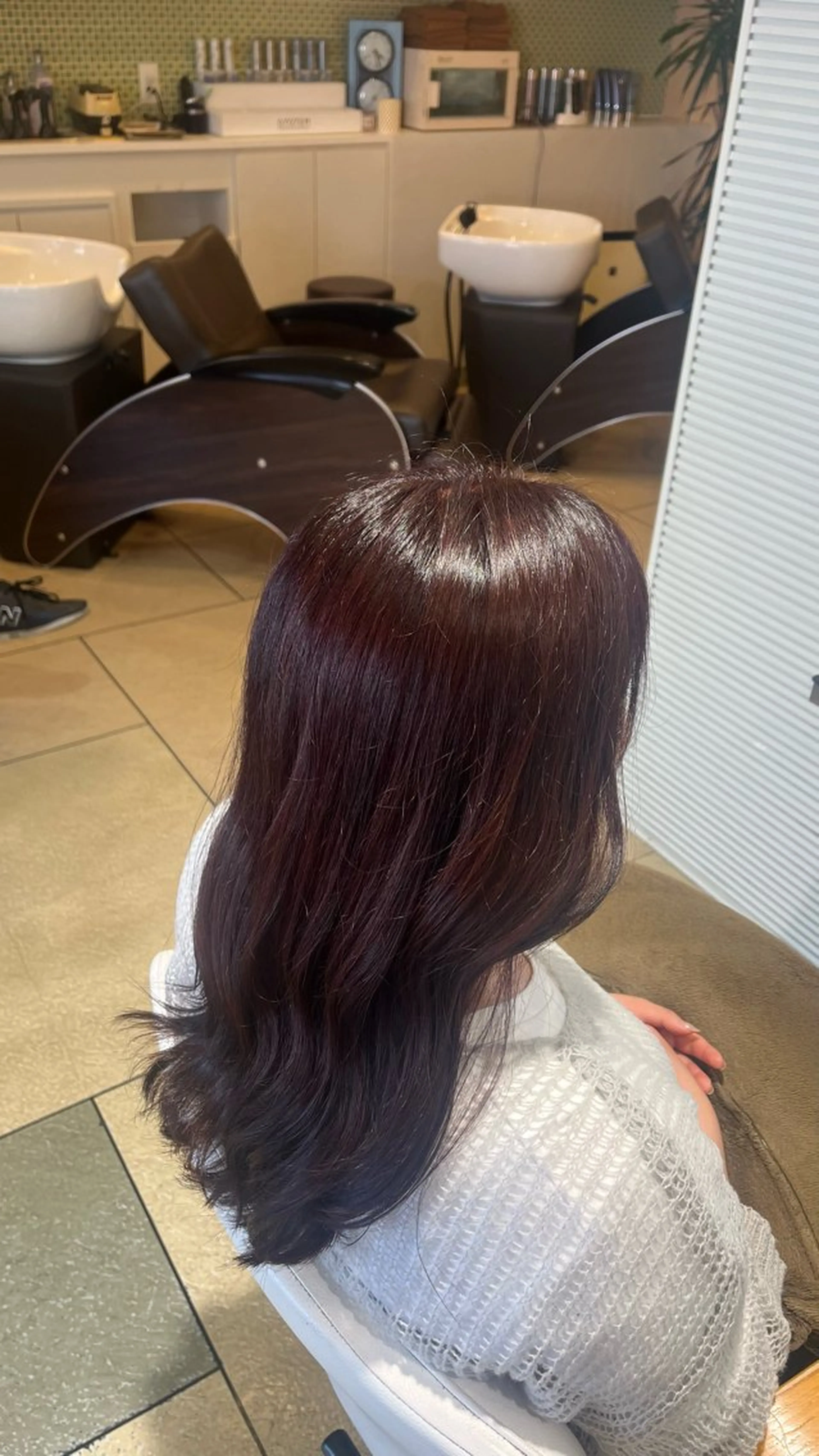 ロング カラー ブラウンカラー カシス カット ヘアカラー トリートメント ベージュカラー⌇﻿ くびれヘア.𐙚心音のヘアスタイル