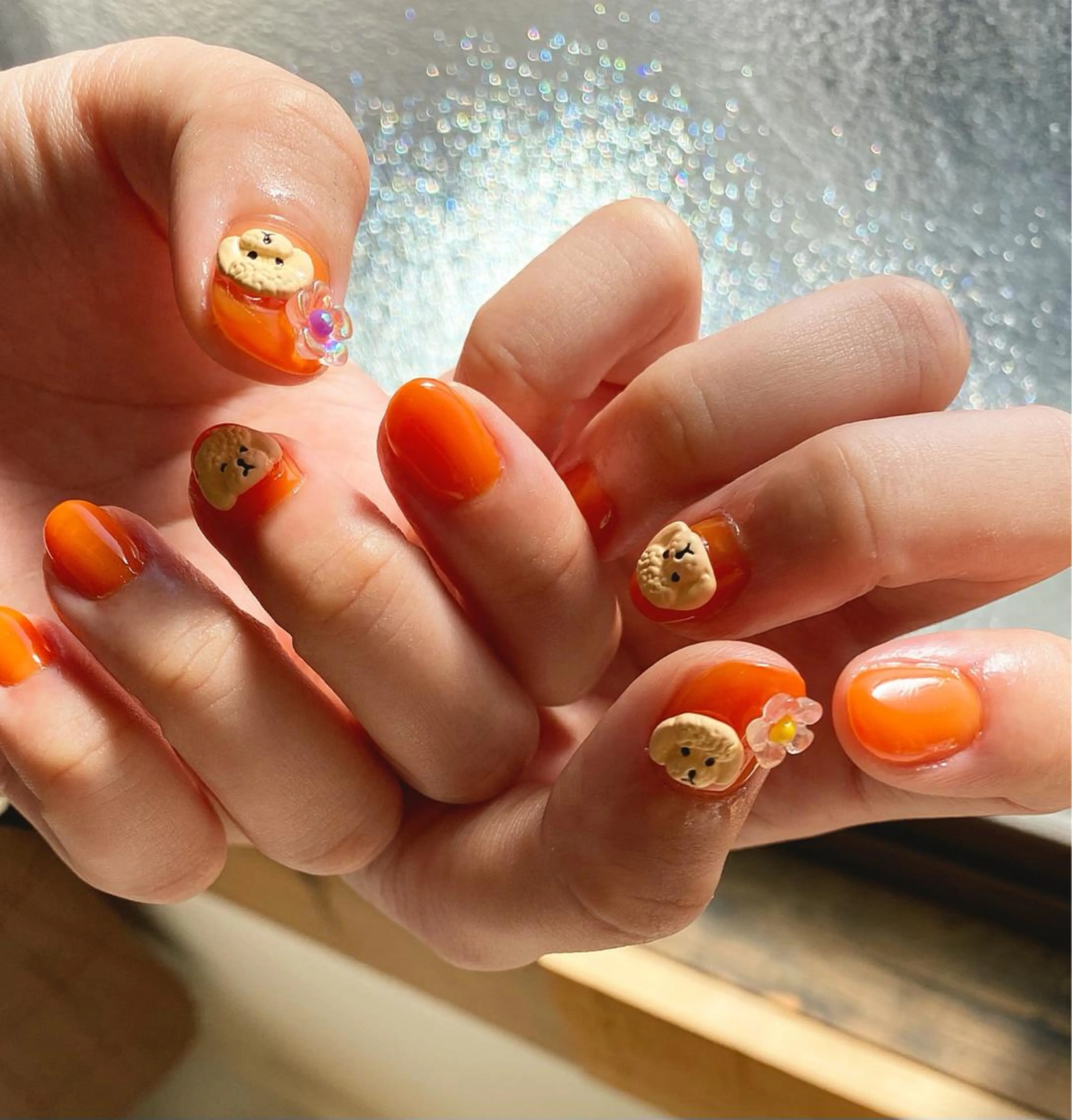 ネイル 持ち込み ワンカラーネイル オレンジ nail salon CHEのネイルデザイン