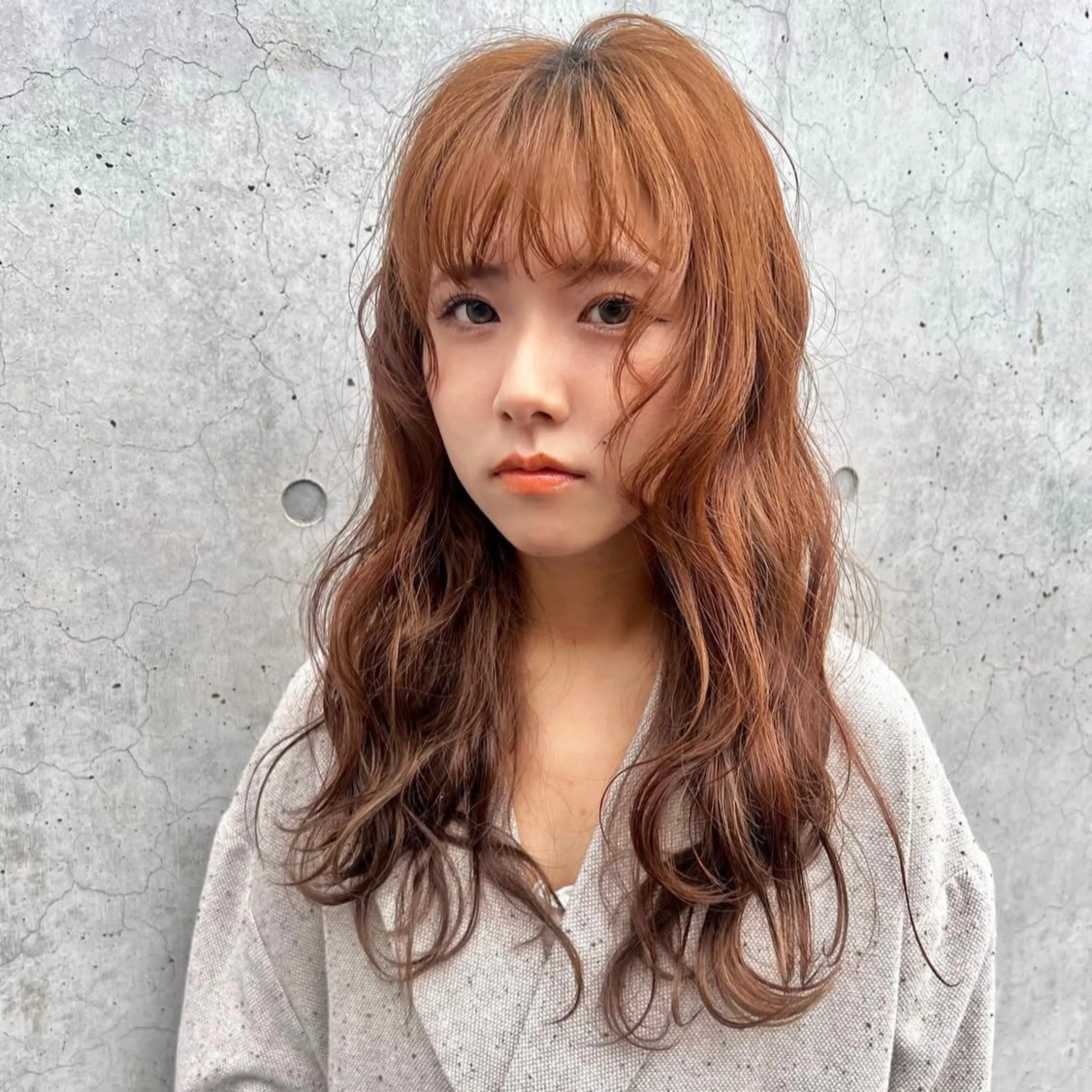 ロング カラー ブラウンカラー オレンジ オレンジブラウン 韓国ヘア /男女❄️ 細江 美紅のヘアスタイル