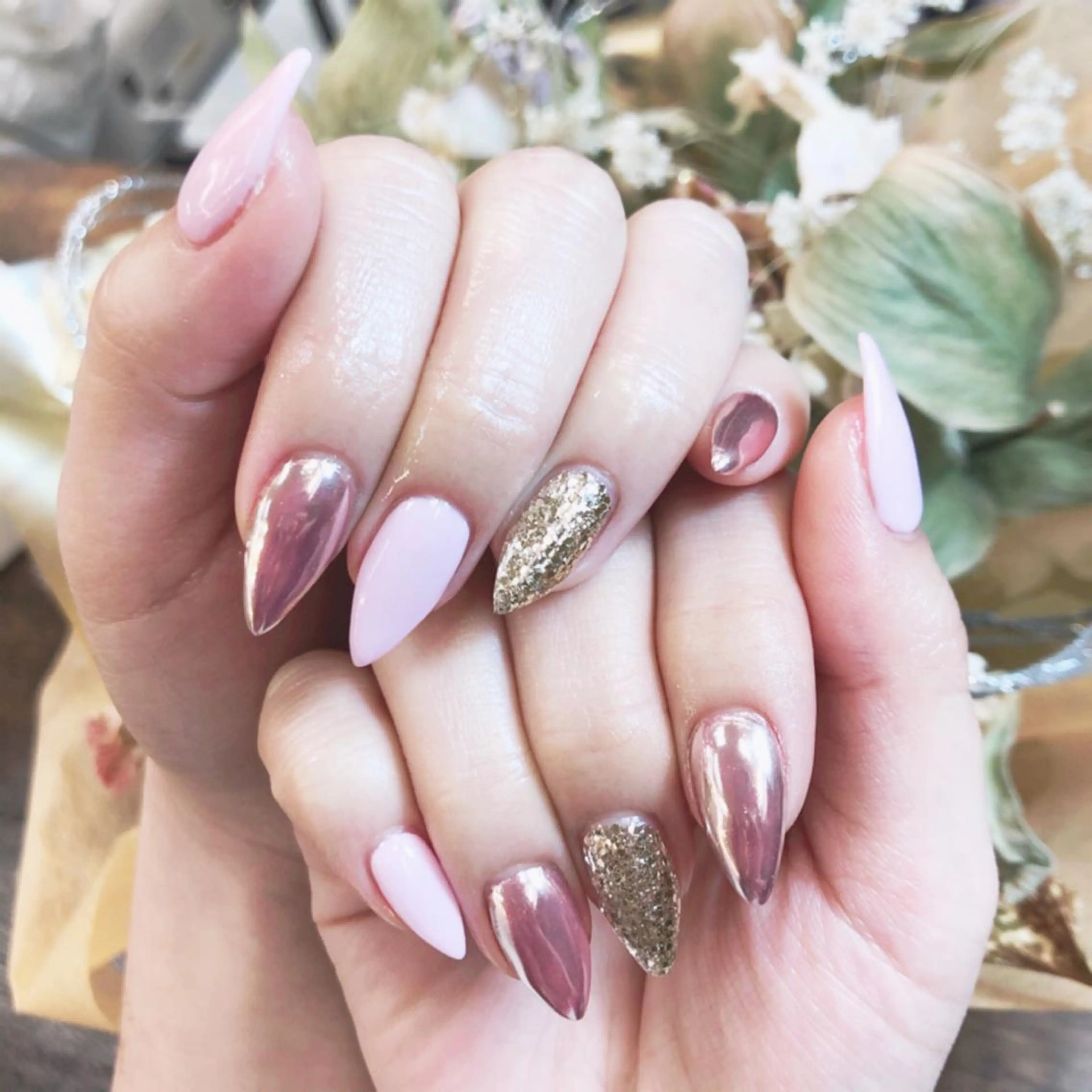 ネイル ミラーネイル シンプルネイル ueki junのネイルデザイン