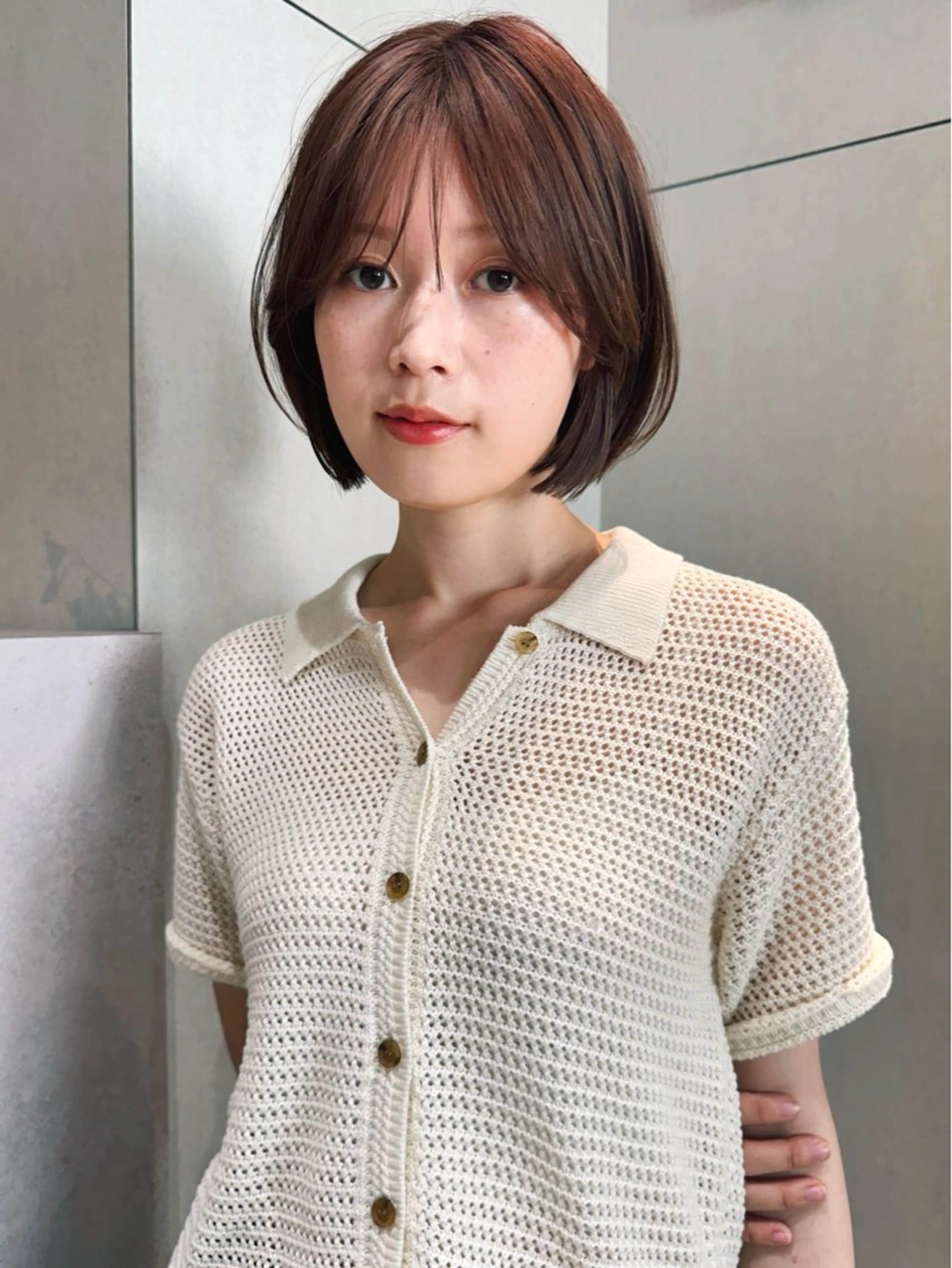 ショート カラー パーマ 🫧小顔×似合わせ× 透明感カラー🫧のヘアスタイル