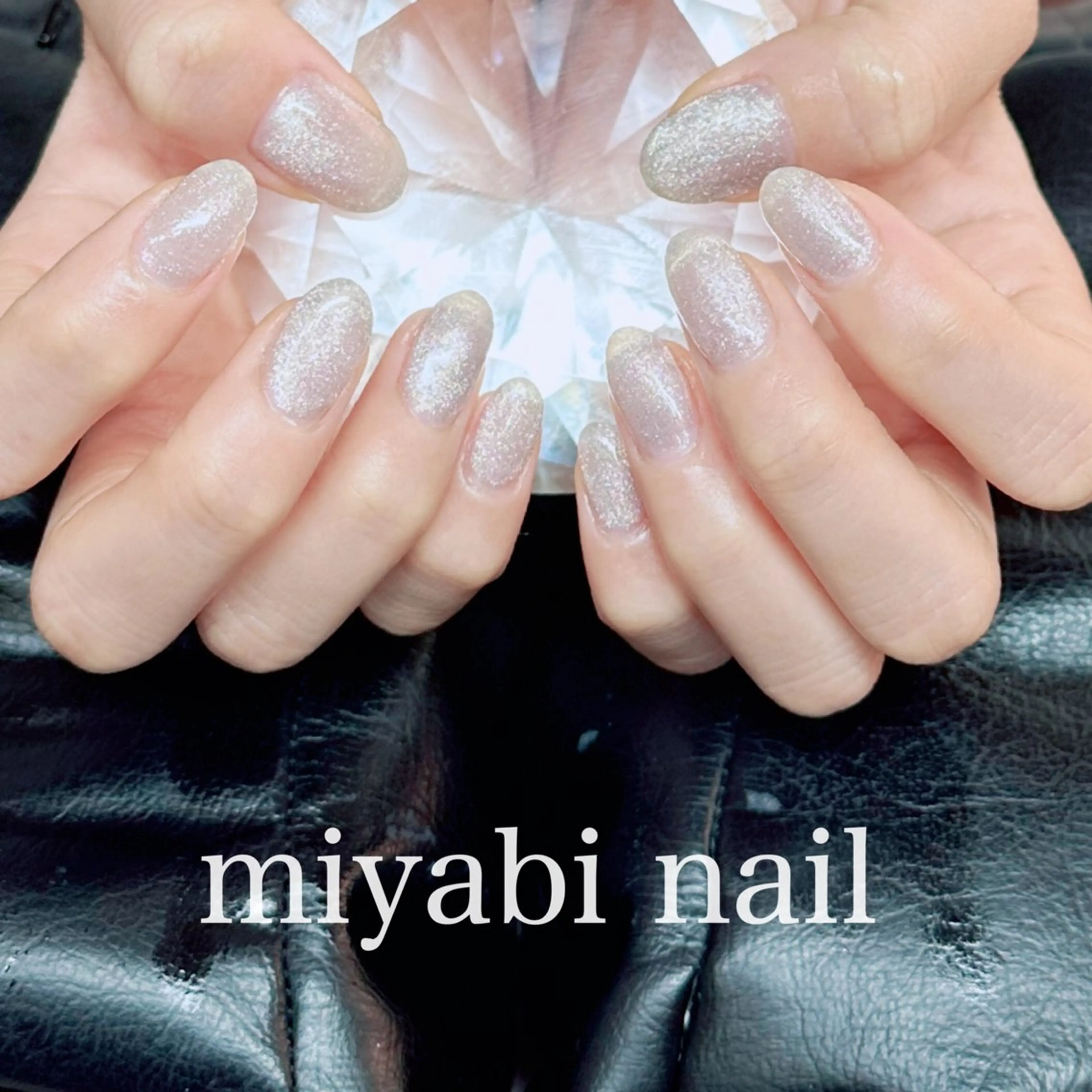 ネイル ジェルネイル マグネットネイル 持ち込み シルバー シンプルネイル ハンドネイル miyabi nail 桂川駅近くのネイルデザイン
