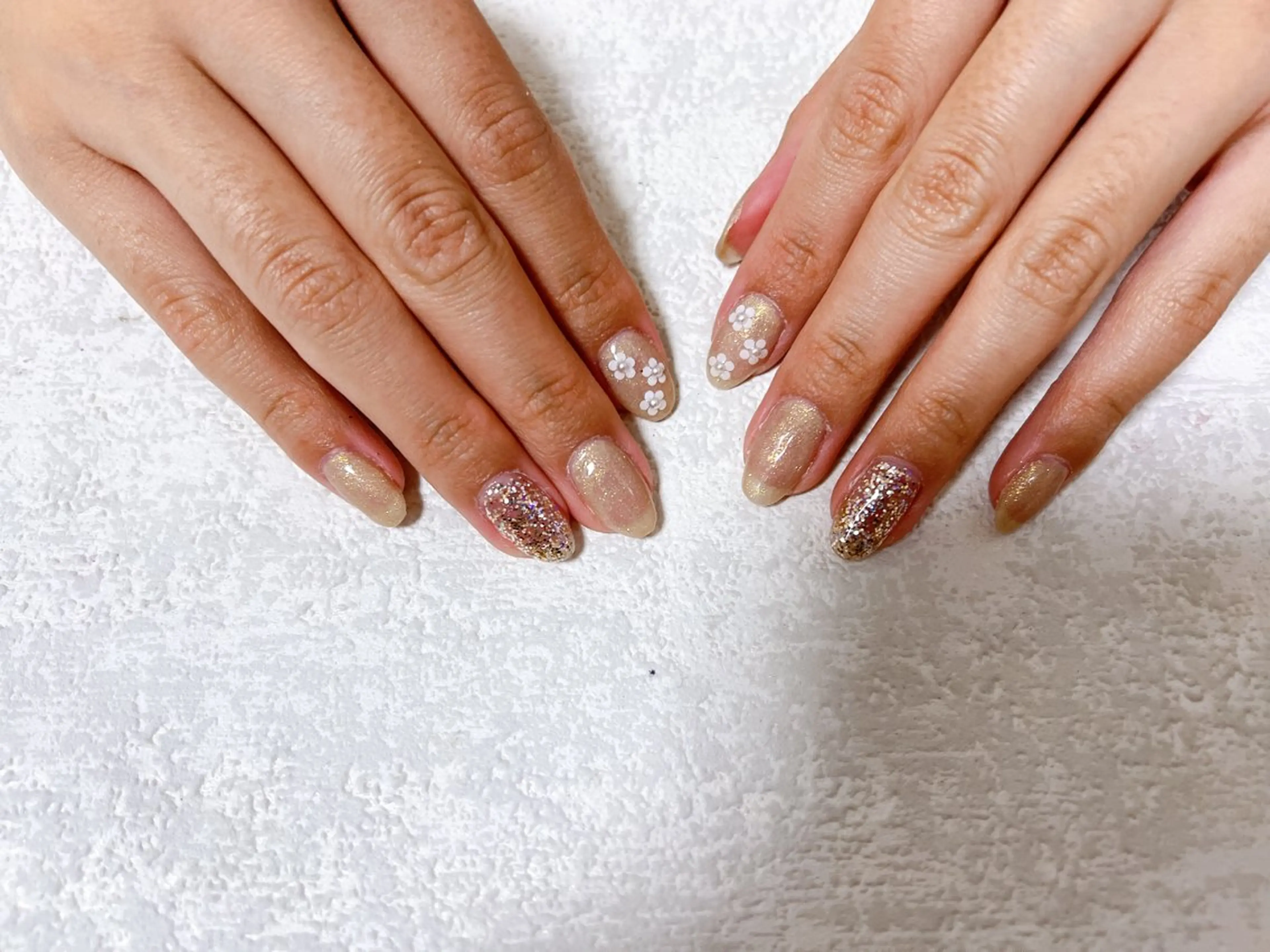 ネイル オーロラネイル フットネイル フレンチネイル ジェルネイル 韓国ネイル Mogu nail 二子玉川のネイルデザイン