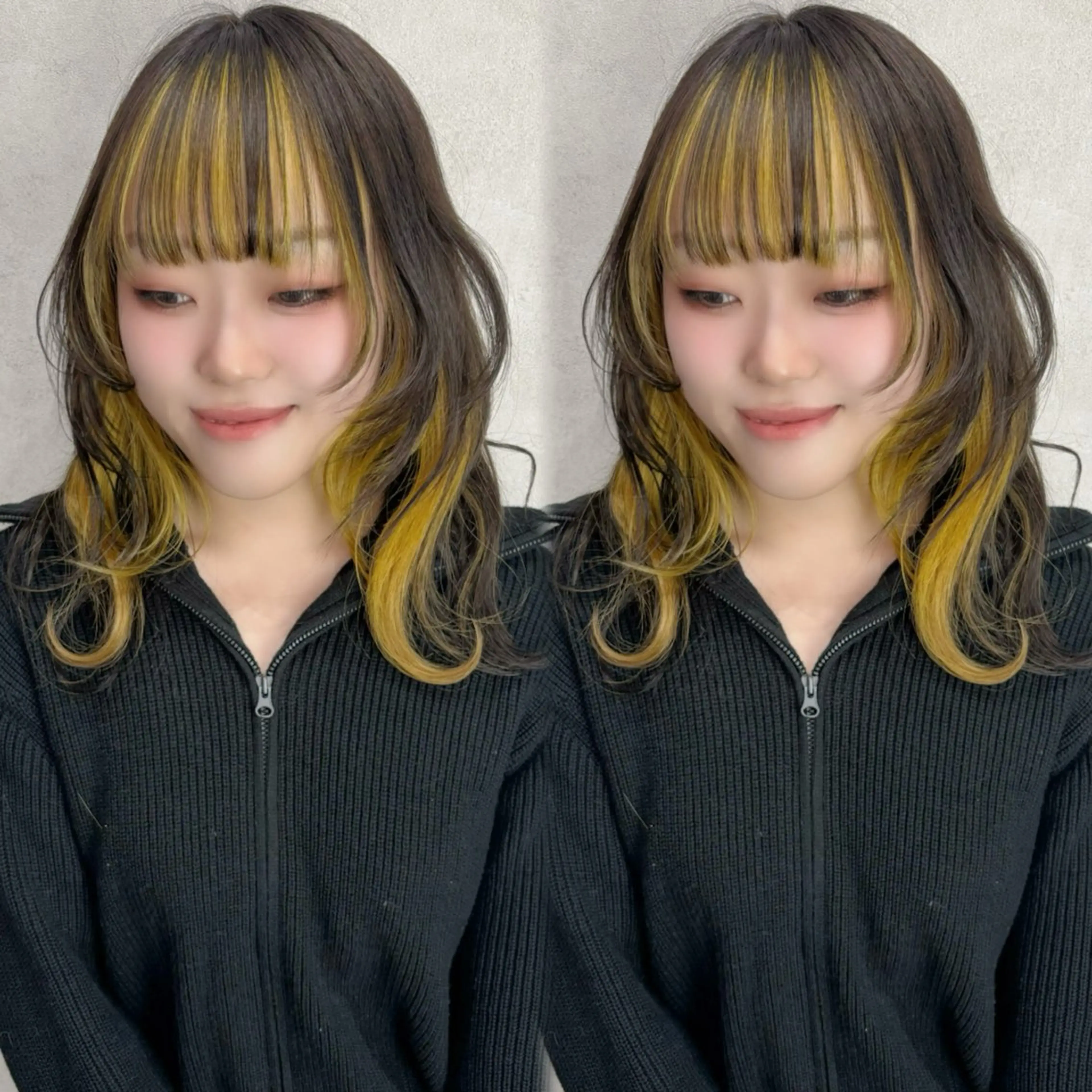 セミロング カラー ブリーチ グレージュ イエローカラー ヘアカラー 💎色落ち綺麗に白肌 ラベンダー💎りんのヘアスタイル