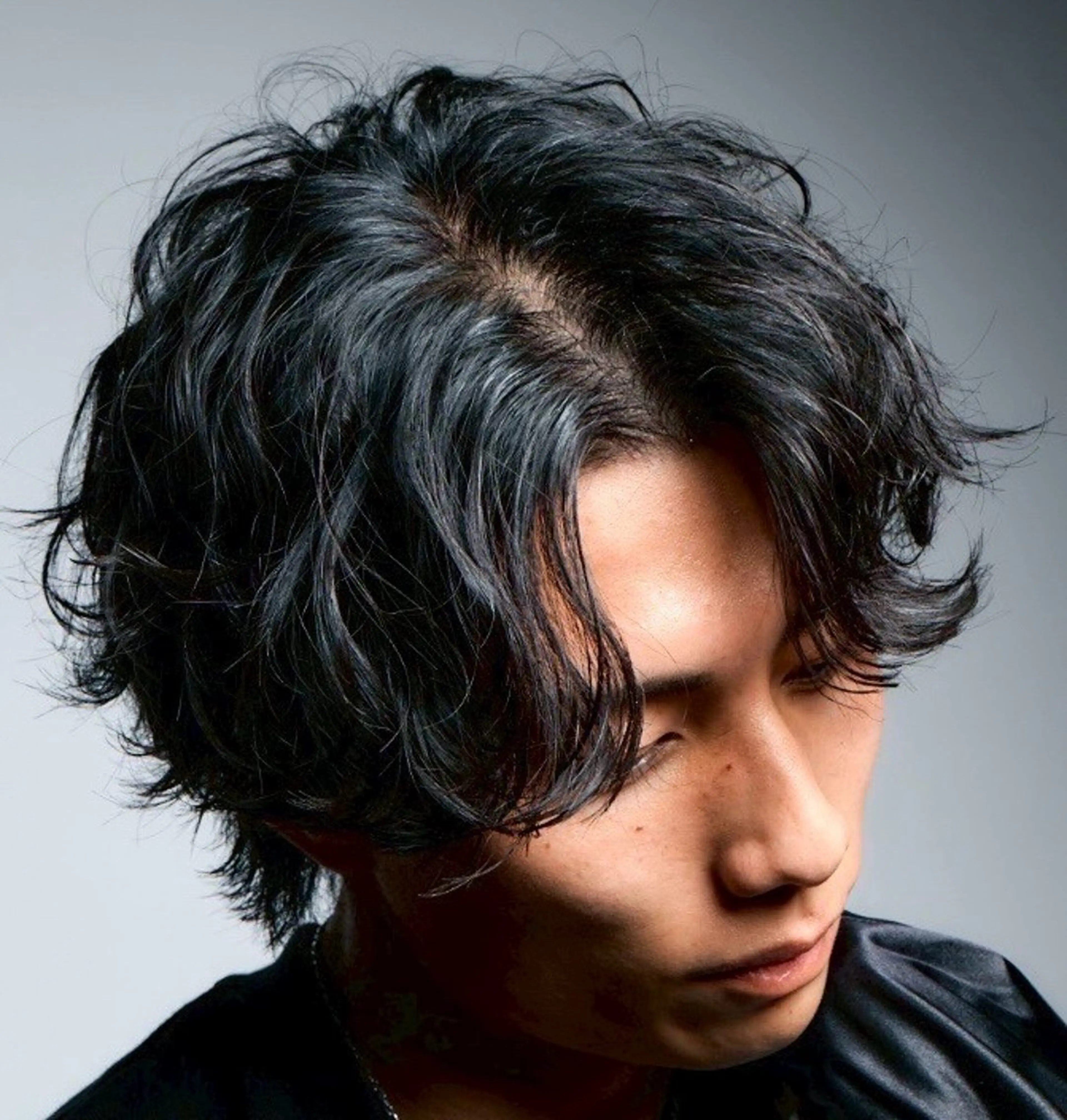 ミディアム パーマ メンズ カット パーマ かずき 💈毛流れ💈のヘアスタイル